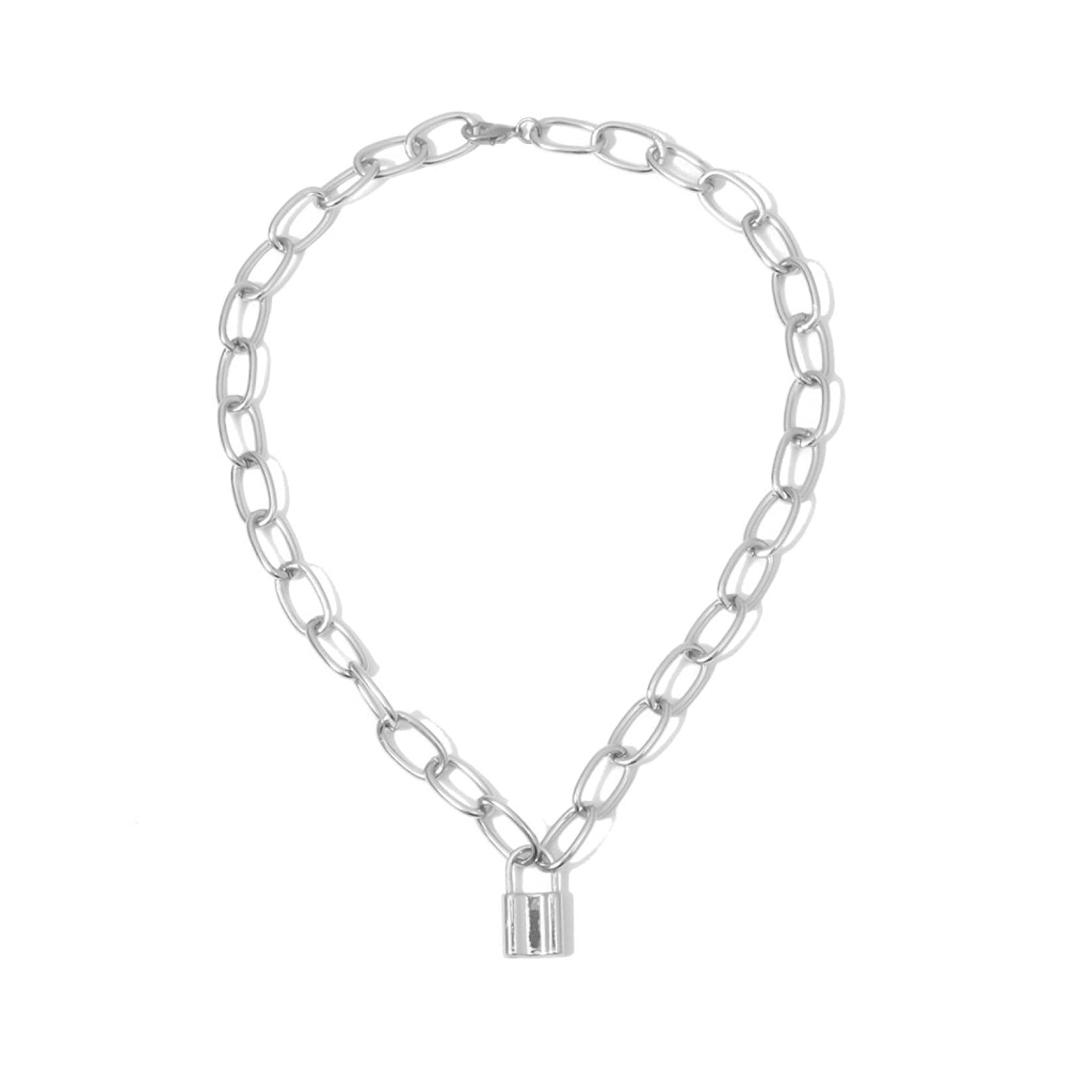 Vintage Women's Jewelry - Retro Large Chain Lock Pendant Metallic Necklace for Women, Romantic Gift Idea for Her | Perfect for Date Night, Anniversary, Birthday & Special Occasions