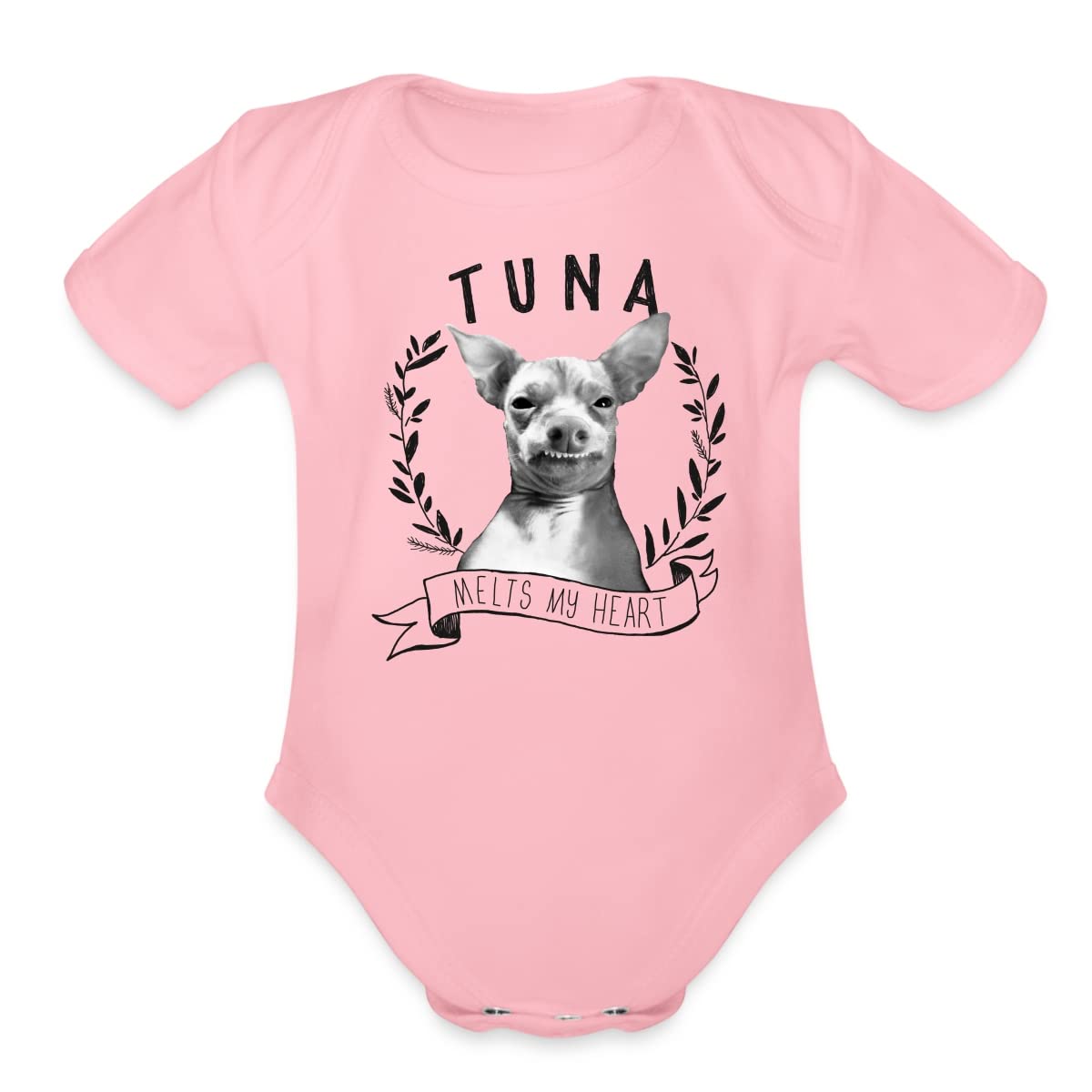 Spreadshirt Organic Cotton Baby Bodysuit - Cute 'Tuna Melts My Heart' Design, Short Sleeve Onesie for Infants | Perfect for Playtime, Photo Shoots & Everyday Wear