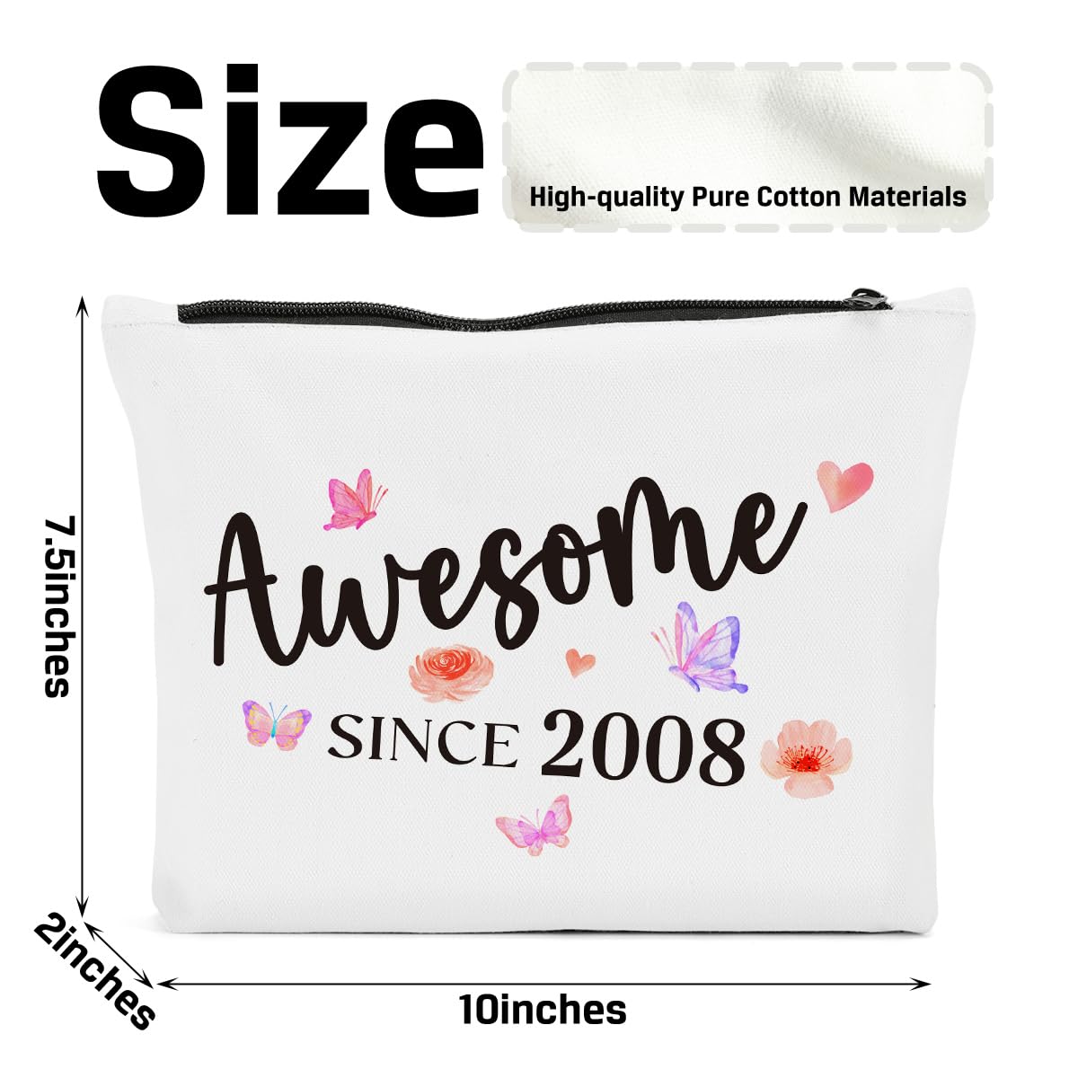 16th Birthday Makeup Bag for Girls - Cute Cosmetic Pouch for 16 Year Old Teens | Perfect Sweet 16 Gift Idea & Party Decoration | Great for Travel, School, or Sleepovers