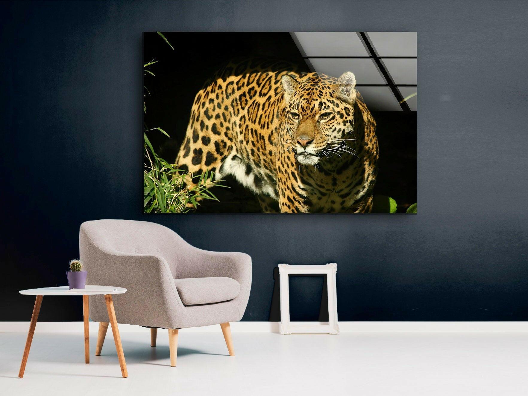 Stunning Amur Leopard Glass Wall Art - Handmade Wildlife Home Decor for Living Room, Bedroom & Office - Unique Animal Print Glass Panel