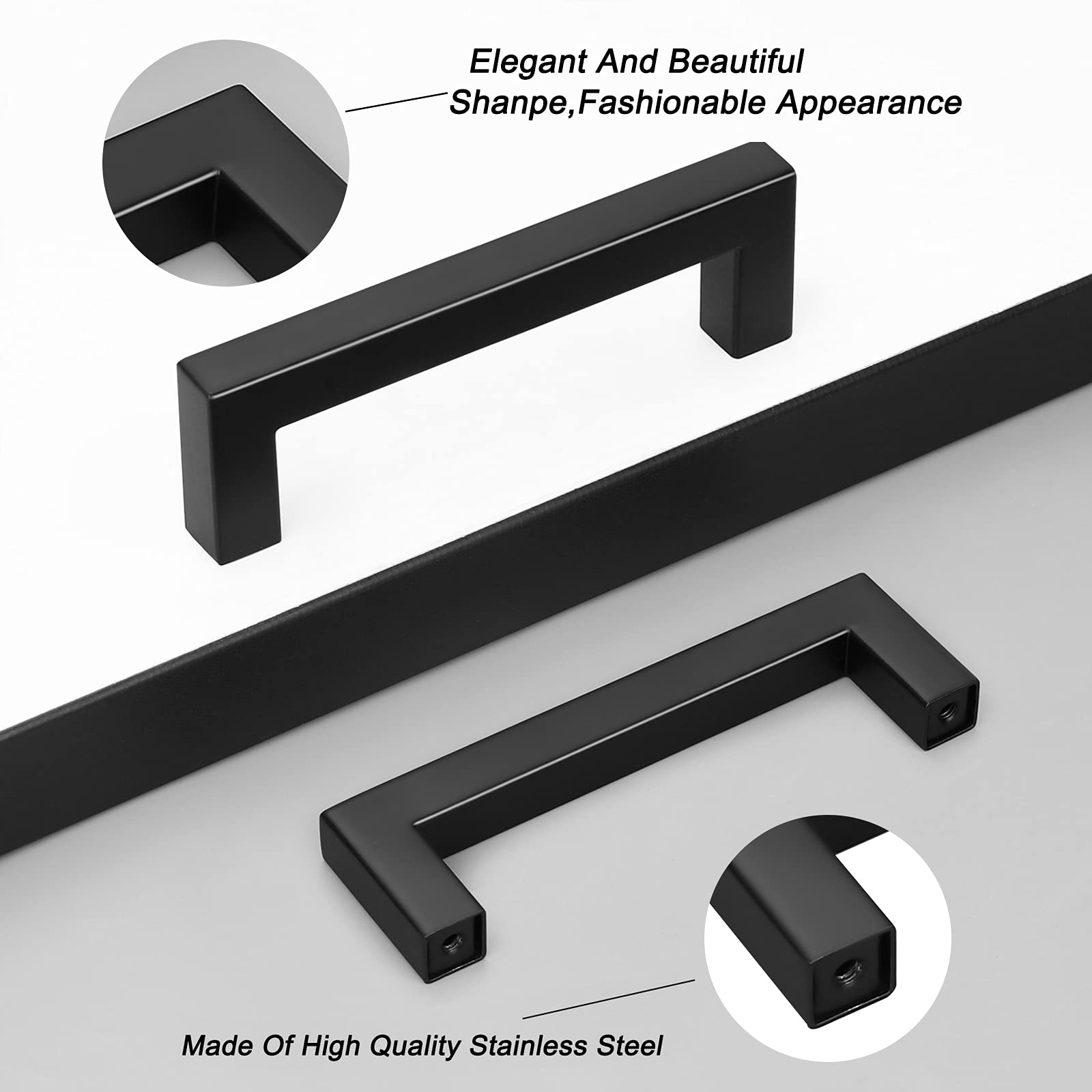 **Probrico 25 Pack Black Stainless Steel Cabinet Pulls - 4 Inch Square Corner Bar Handles for Kitchen Cabinets & Drawers (102mm Hole Centers) - Durable & Stylish Hardware for Modern Home, Office & RV Use**