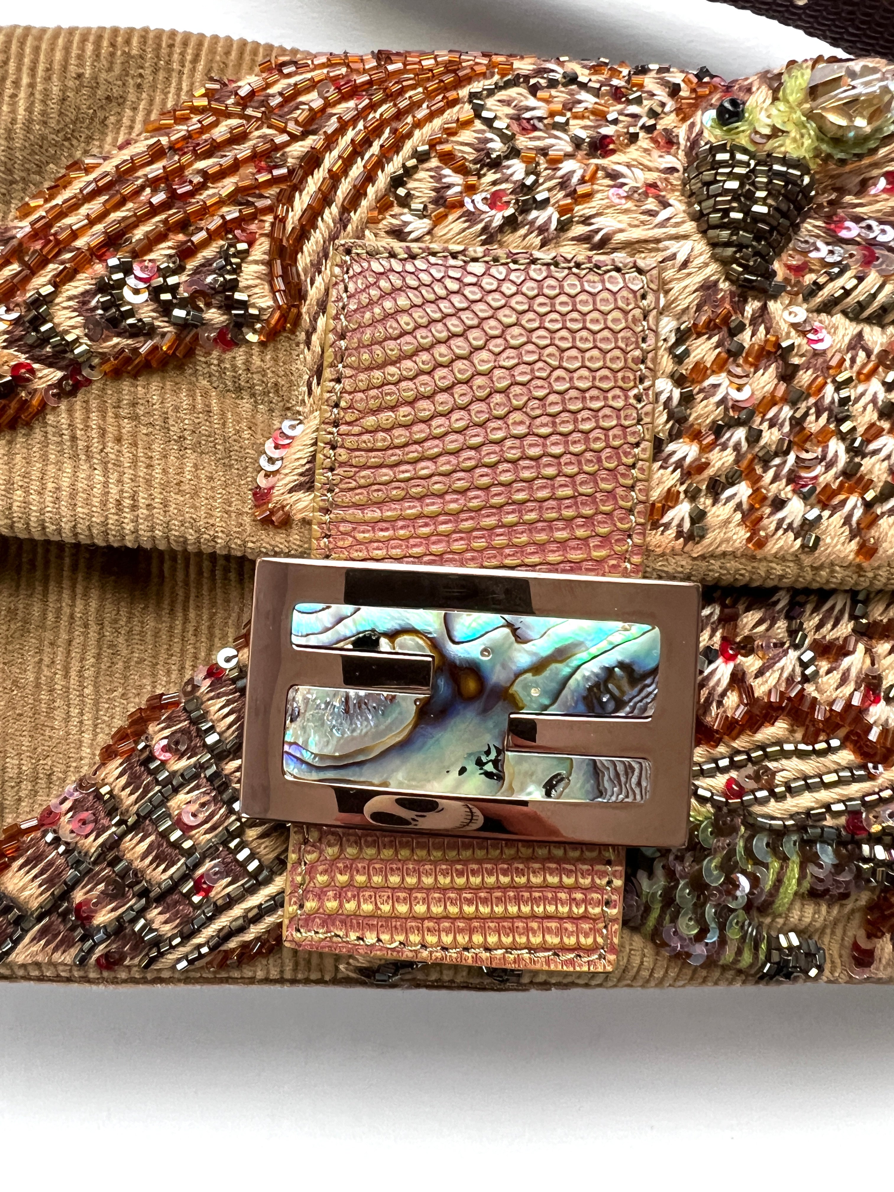 Authentic Fendi Falcon Embroidery Baguette Bag - Luxury Designer Handbag for Women, Perfect for Parties, Weddings & Special Occasions