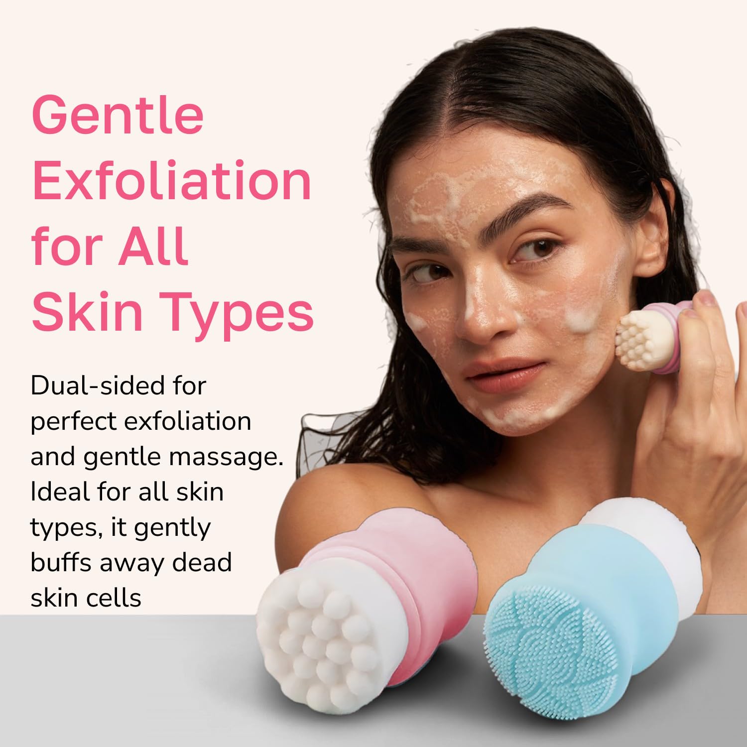 **Silicone Face Scrubber for Gentle Exfoliation & Cleansing - 2 Pack (Pink & Blue) - Soft Facial Brush for Skincare, Blackhead Removal & Makeup Removal - Perfect for Daily Face Wash & Spa Routine**