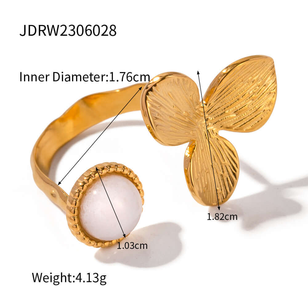 Chunky French Gold Open Cuff Waterproof Split Ring Bracelet | JDR021 | Elegant Jewelry for Women, Perfect for Parties, Weddings & Daily Wear