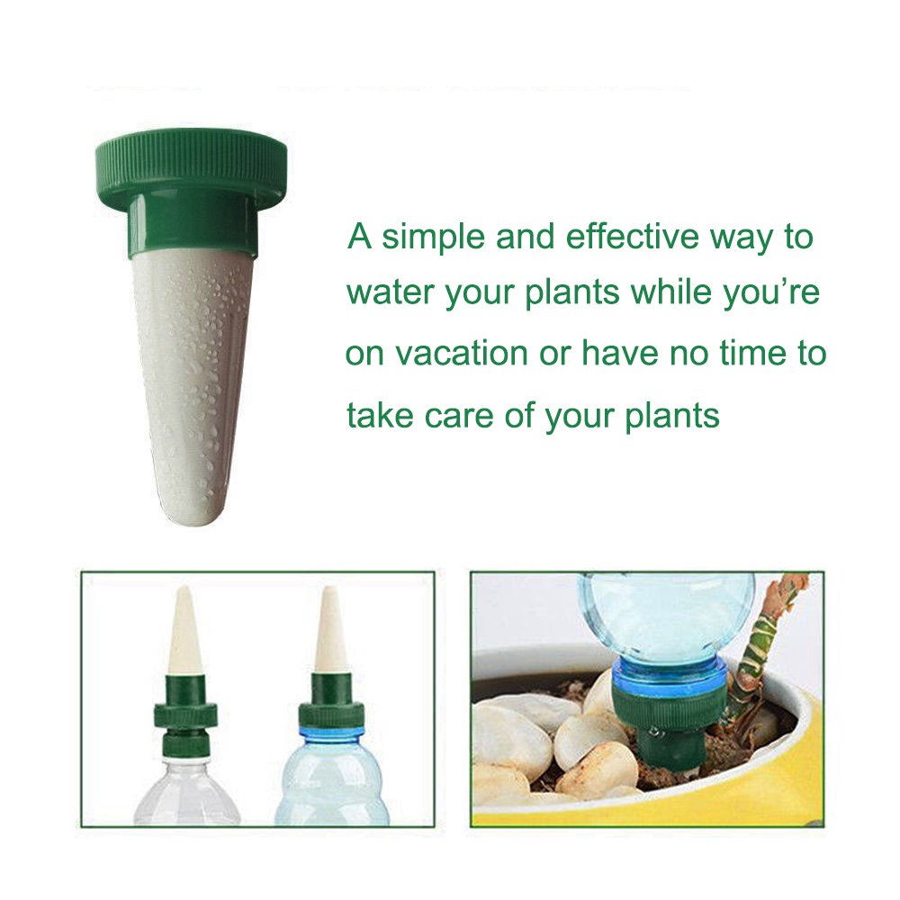 Rely2016 4 Pack Ceramic Plant Watering Spikes - Self Watering System for Indoor & Outdoor Plants | Automatic Slow Release Irrigation for Vacation & Daily Plant Care | Perfect for Home, Garden, Office & Travel Use