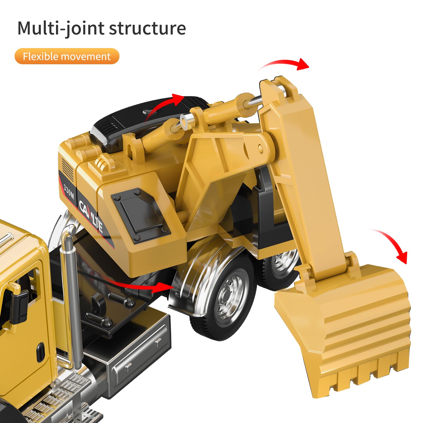 TEMI 3-Pack Diecast Construction Vehicles Set - 1/50 Scale Metal Dump Truck, Excavator & Cement Mixer Toy Cars with Pull Back Action & Opening Doors | Collectible Model for Kids & Adults | Perfect for Playtime, Birthday Gifts & Construction Theme Decor