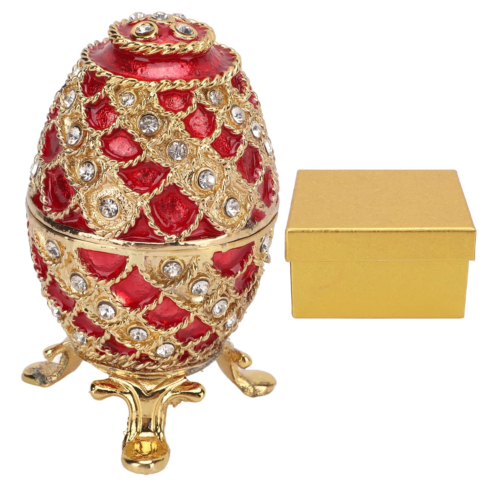 Vintage Faberge Egg Jewelry Box - Enameled Metal Trinket Box with Rhinestones, Bright Colors for Necklace & Bracelet Storage - Perfect Gift for Women, Elegant Home Decor & Jewelry Organizer
