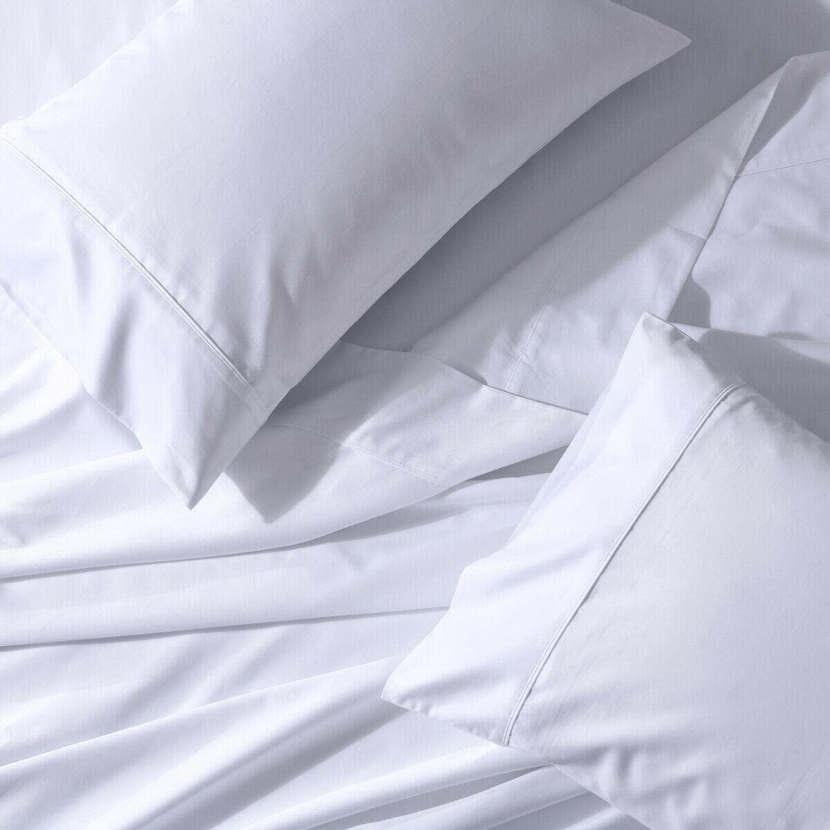 Luxury Mikalo Sateen Bed Sheet Set - Soft & Breathable White Bedding for Ultimate Comfort - Perfect for Master Bedroom, Guest Room & Hotel Use