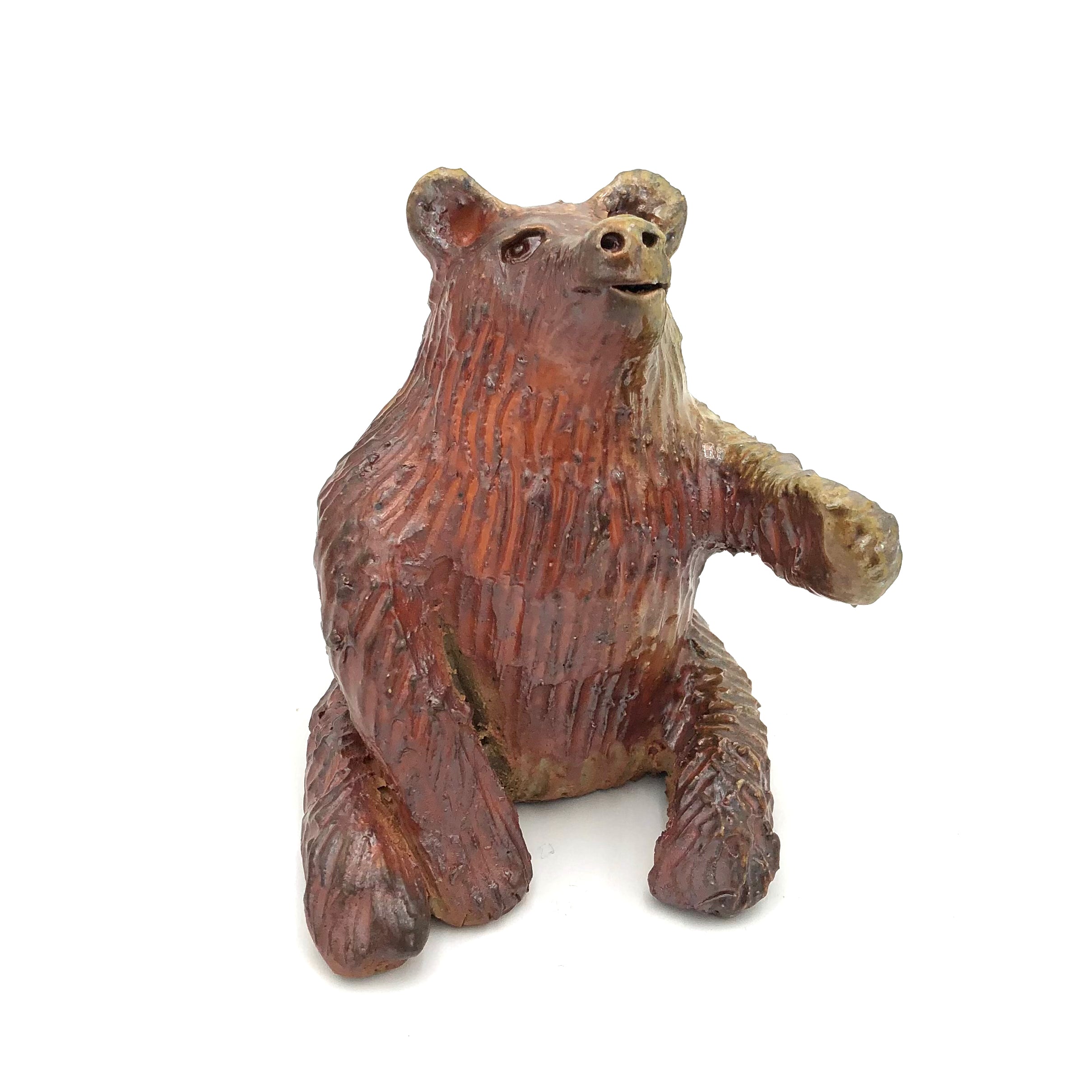 Brian Horsch Wood Fired Ceramic Sculpture - Handcrafted Sitting Bear Statue for Home Decor, Office Display & Gift Giving