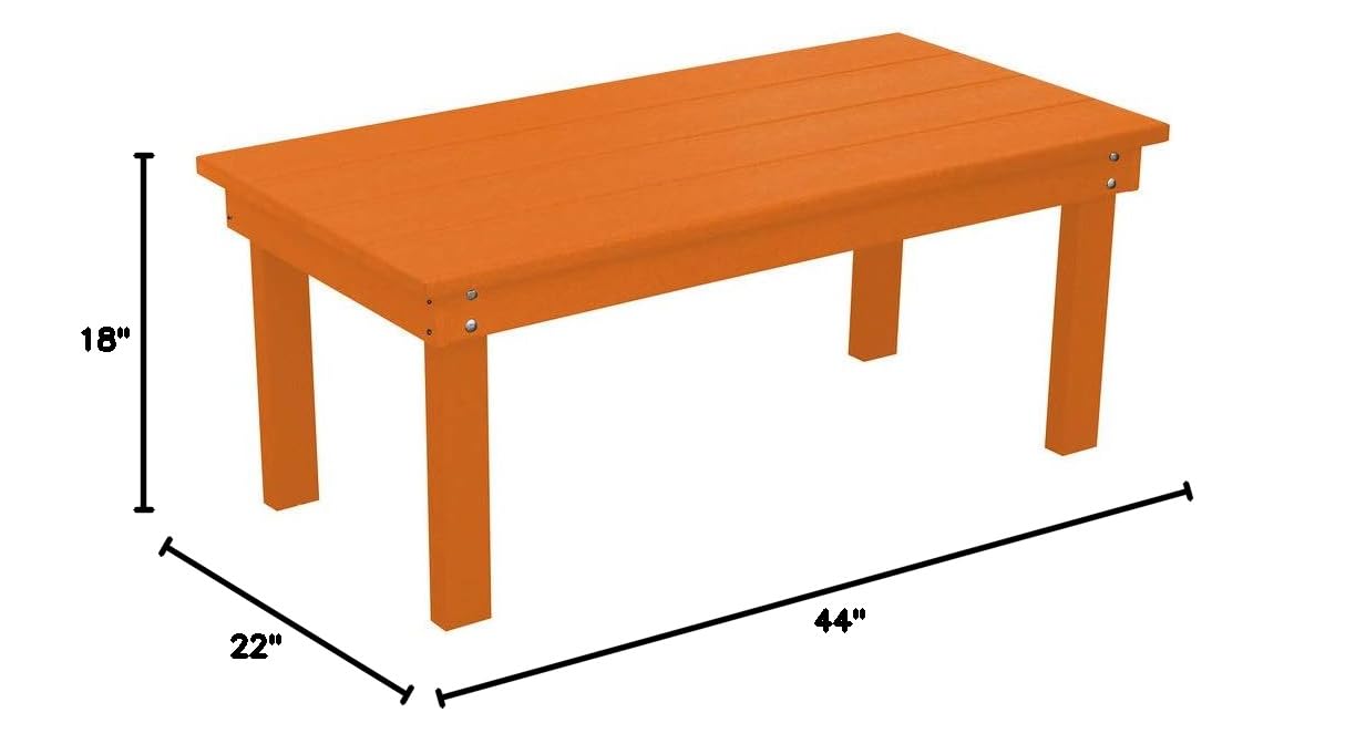 Poly Hampton Coffee Table - Modern Orange Accent Table for Living Room, Durable & Stylish Furniture Barn USA - Perfect for Home Decor, Lounge, and Entertainment Spaces