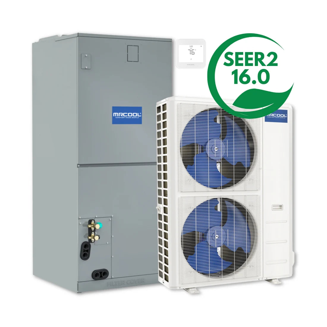 MRCOOL Hyper Heat 5 Ton 60,000 BTU 16 SEER2 Central Ducted Heat Pump Split System 2nd Generation - Energy Efficient Home Heating & Cooling Solution for Large Spaces