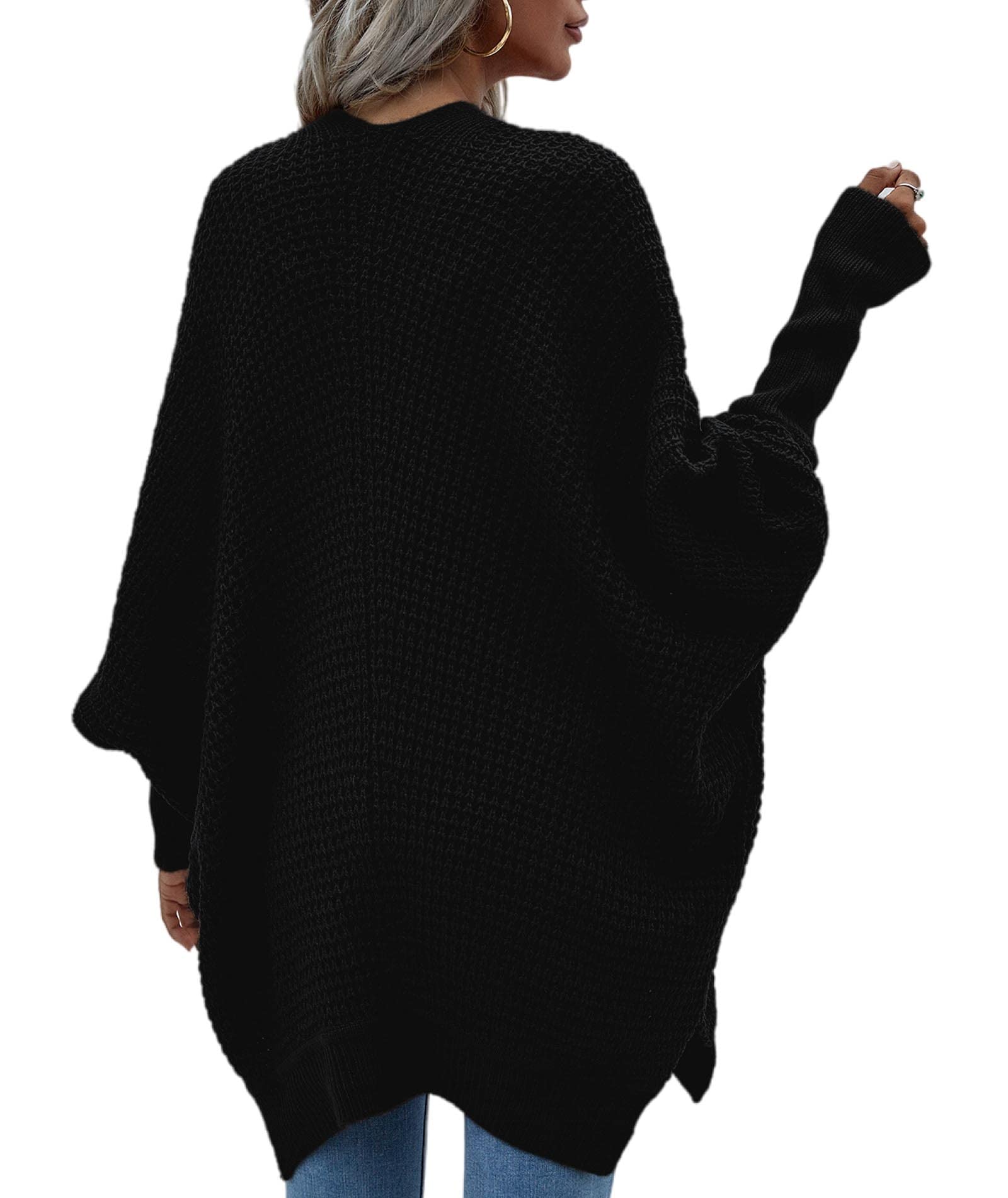 FYEARFOX Women's Long Sleeve Waffle Knit Cardigan - Ribbed Open Front Crochet Sweater | Cozy Loose Fit Fall Winter Outwear for Casual Wear, Office & Date Nights