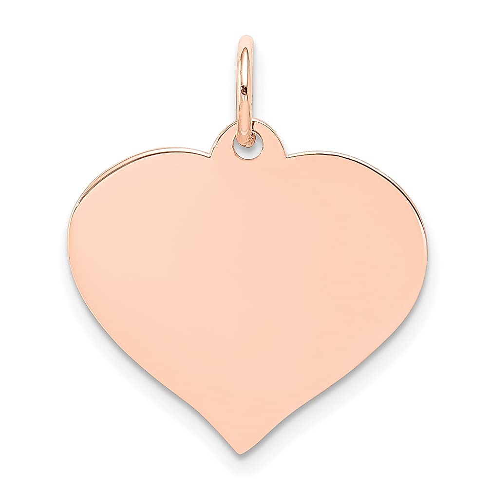 14K Rose Gold Heart Disc Charm Necklace - Engravable Curved Pendant for Women | Romantic Gift for Her, Anniversary, Valentine's Day & Special Occasions | Fine Jewelry for Everyday Wear & Date Nights