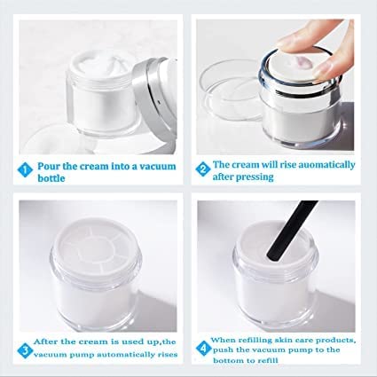 SNNP Airless Pump Jars - Refillable Acrylic Cosmetic Containers with Lids for Face Cream, Lotion & Skincare | Travel-Friendly Moisturizer Dispenser for Thick Creams | Perfect for Home, Salon & On-The-Go Use