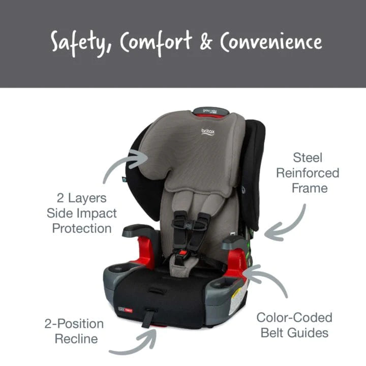 Britax Grow With You Clicktight Booster Car Seat - Safe & Adjustable for Kids 3-12 Years - Perfect for School, Travel & Family Road Trips