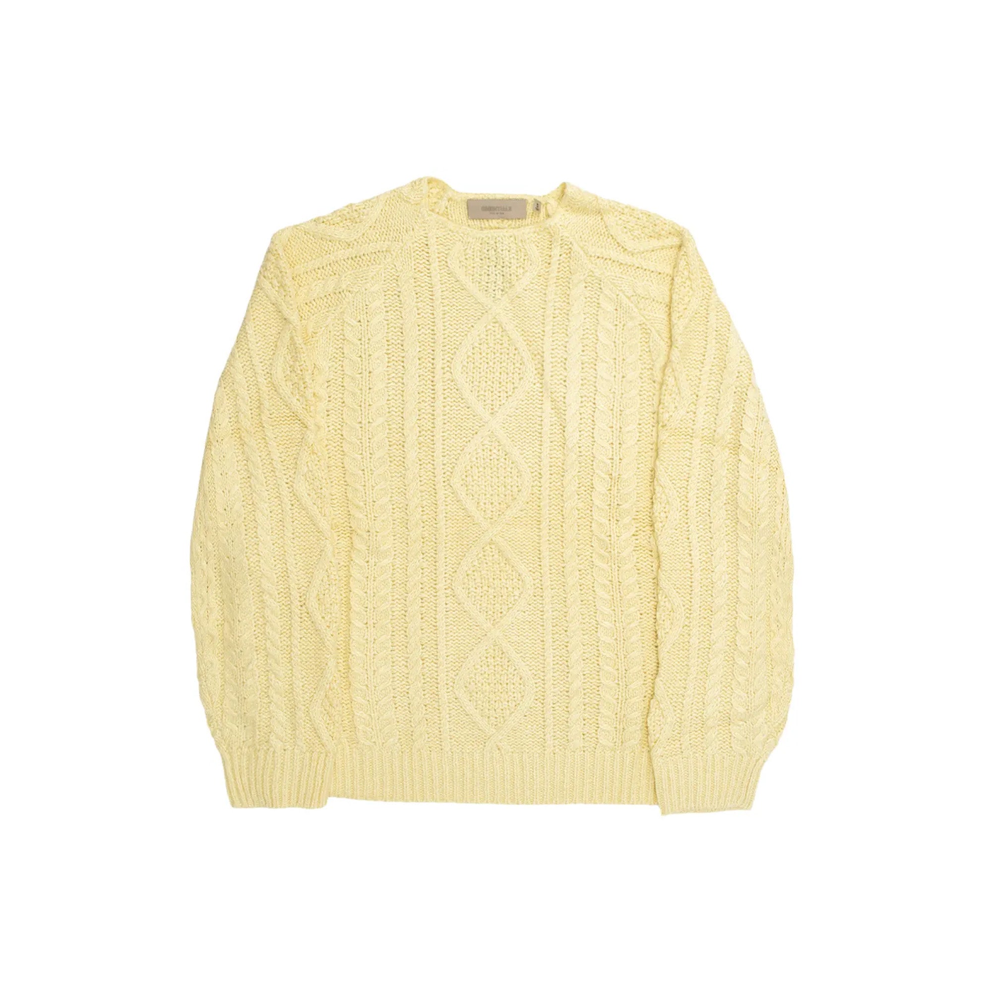 Fear of God Essentials Cable Knit Sweater 'Canary' Yellow 2022 - Cozy Winter Pullover for Men, Streetwear Fashion & Layering Outfits
