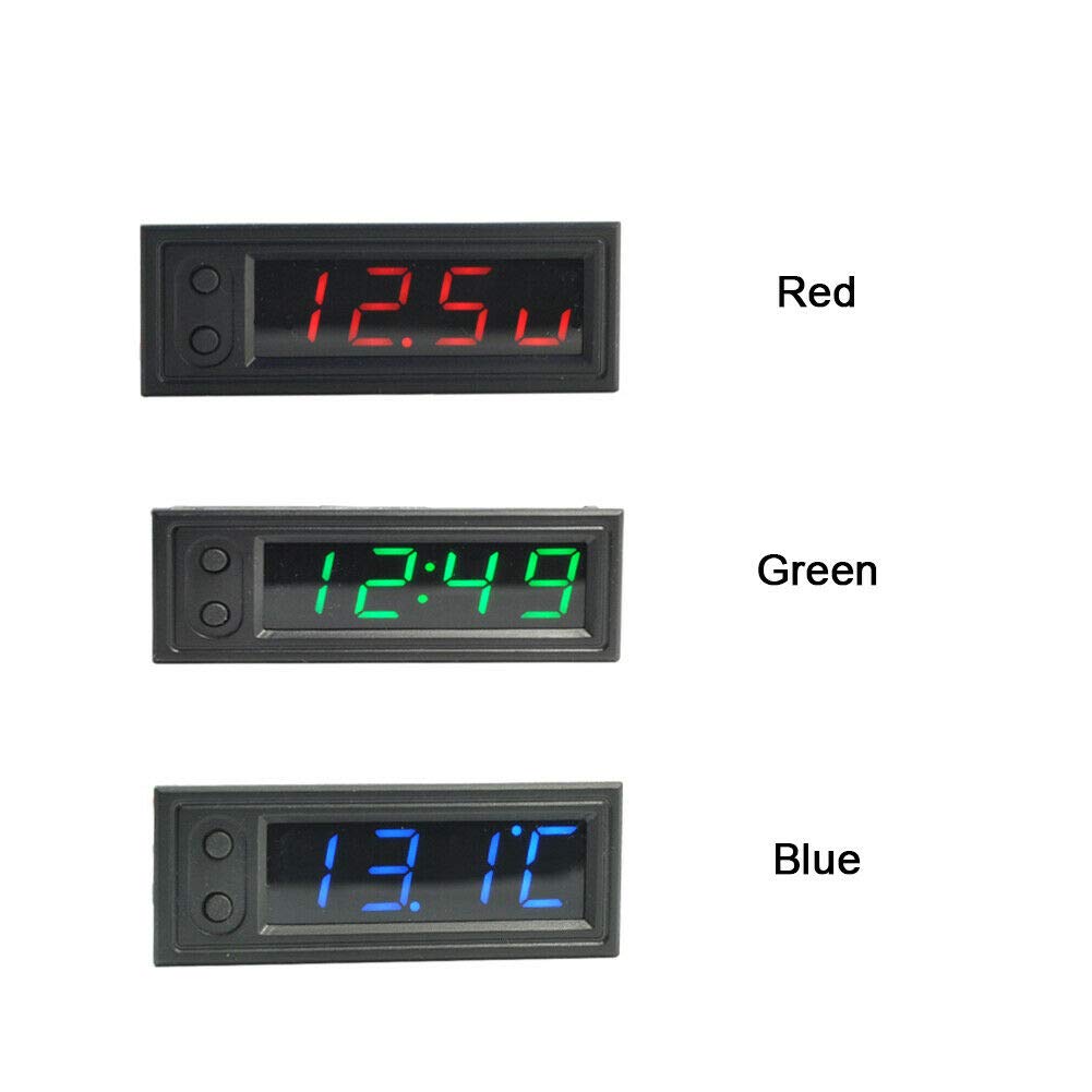 12V Car LED Temperature Clock - Digital Voltmeter Gauge with Backlight | 3-in-1 Multifunctional Dashboard Accessory for Vehicle Interior Decoration & Monitoring (Perfect for Road Trips, Daily Commuting & Night Driving)
