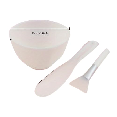 Professional Silicone Facial Mask Mixing Bowl Set with Applicator Brush & Spatula - Beauty Salon & Home Spa Kit for DIY Skincare (White) - Perfect for At-Home Facials, Professional Treatments & Self-Care Routines