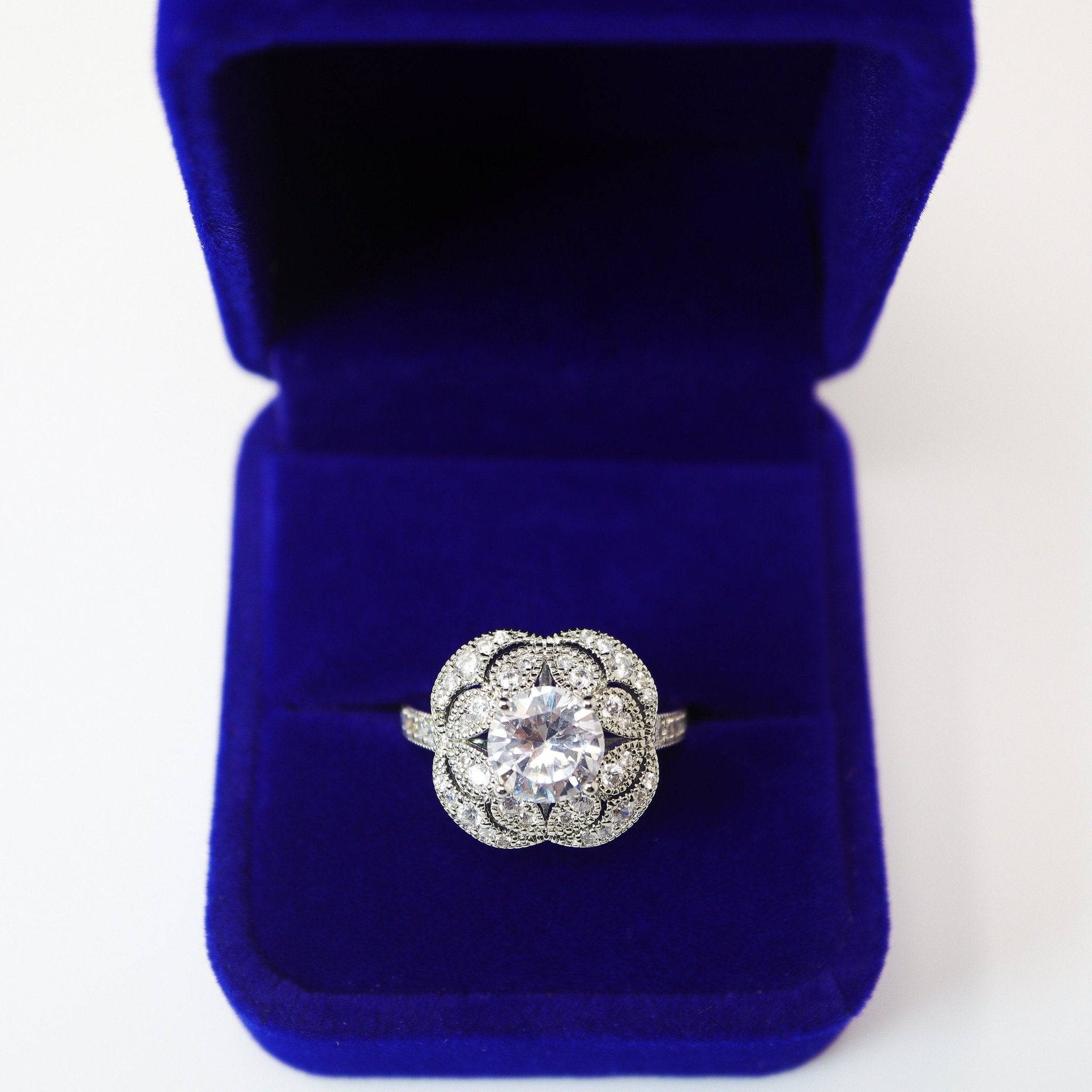 Princess Smile CZ Engagement Ring Set - Promise & Friendship Ring for Her, Elegant Proposal & Statement Jewelry - Perfect for Anniversaries, Weddings & Special Occasions