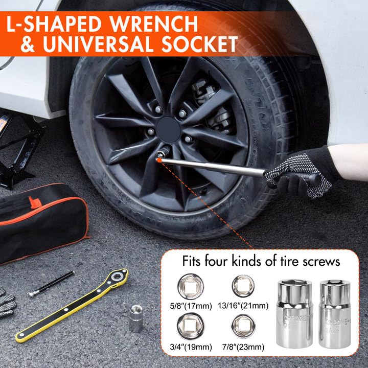 2 Ton (4409 lbs) Universal Car Jack Kit - Heavy Duty Scissor Jack & Tire Changing Tool for Car, SUV, Truck - Emergency Roadside Assistance & Flat Tire Repair Kit - Perfect for Road Trips, Off-Roading & Winter Driving