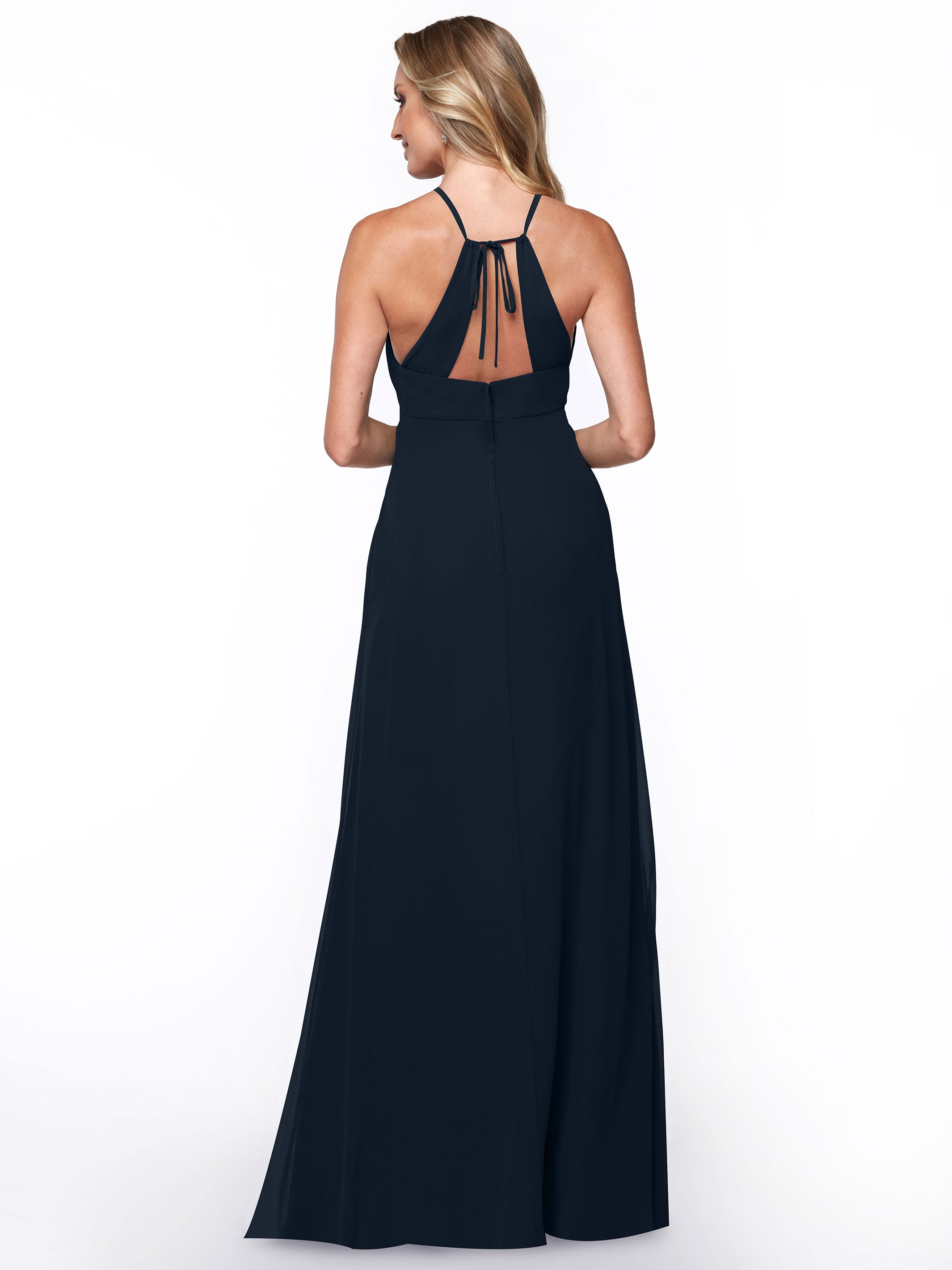 Elegant A-Line Chiffon Bridesmaid Dress with Keyhole Halter Neckline - Perfect for Weddings, Formal Events & Special Occasions