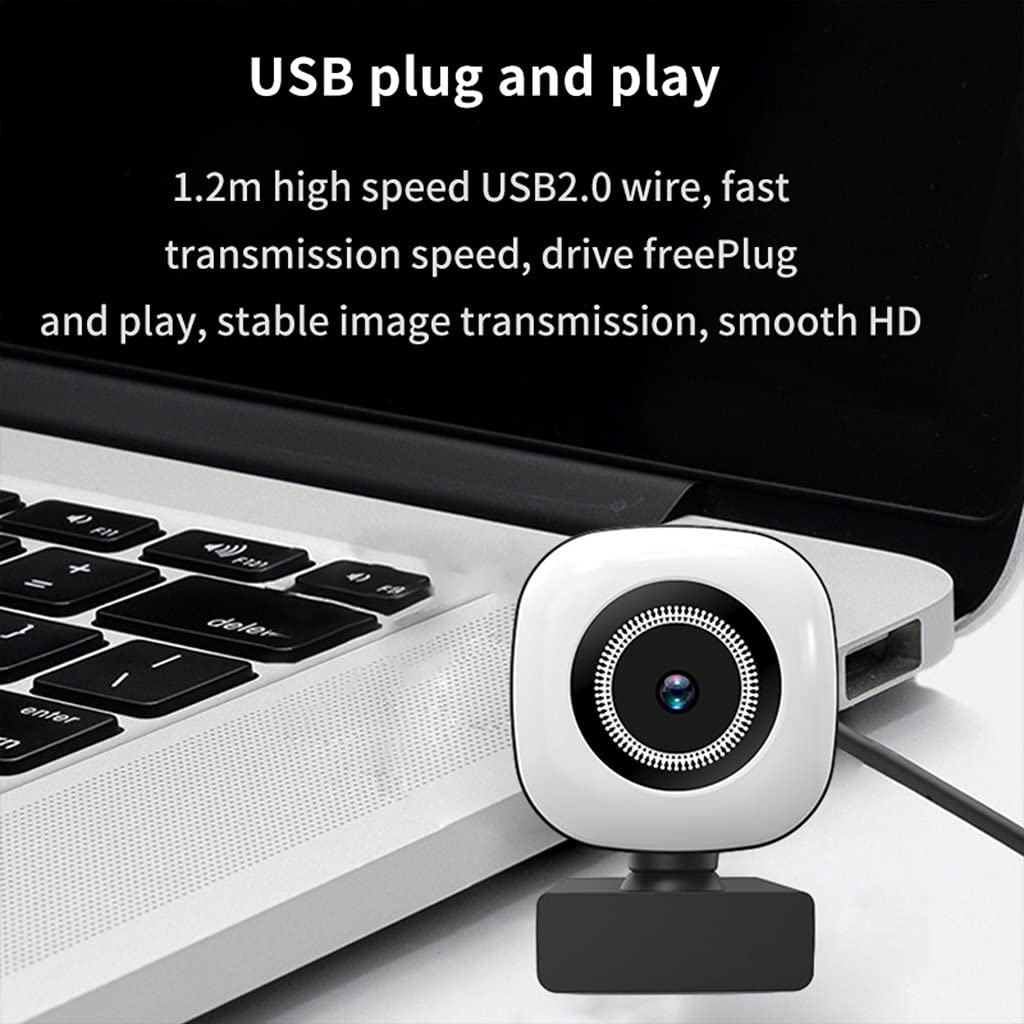 EBVincxmk Auto-Fill Light 1080P USB Webcam with Built-in Microphone & Privacy Cover - HD Streaming Camera for Laptop/PC, Perfect for Zoom Meetings, Online Classes, Live Streaming & Video Recording