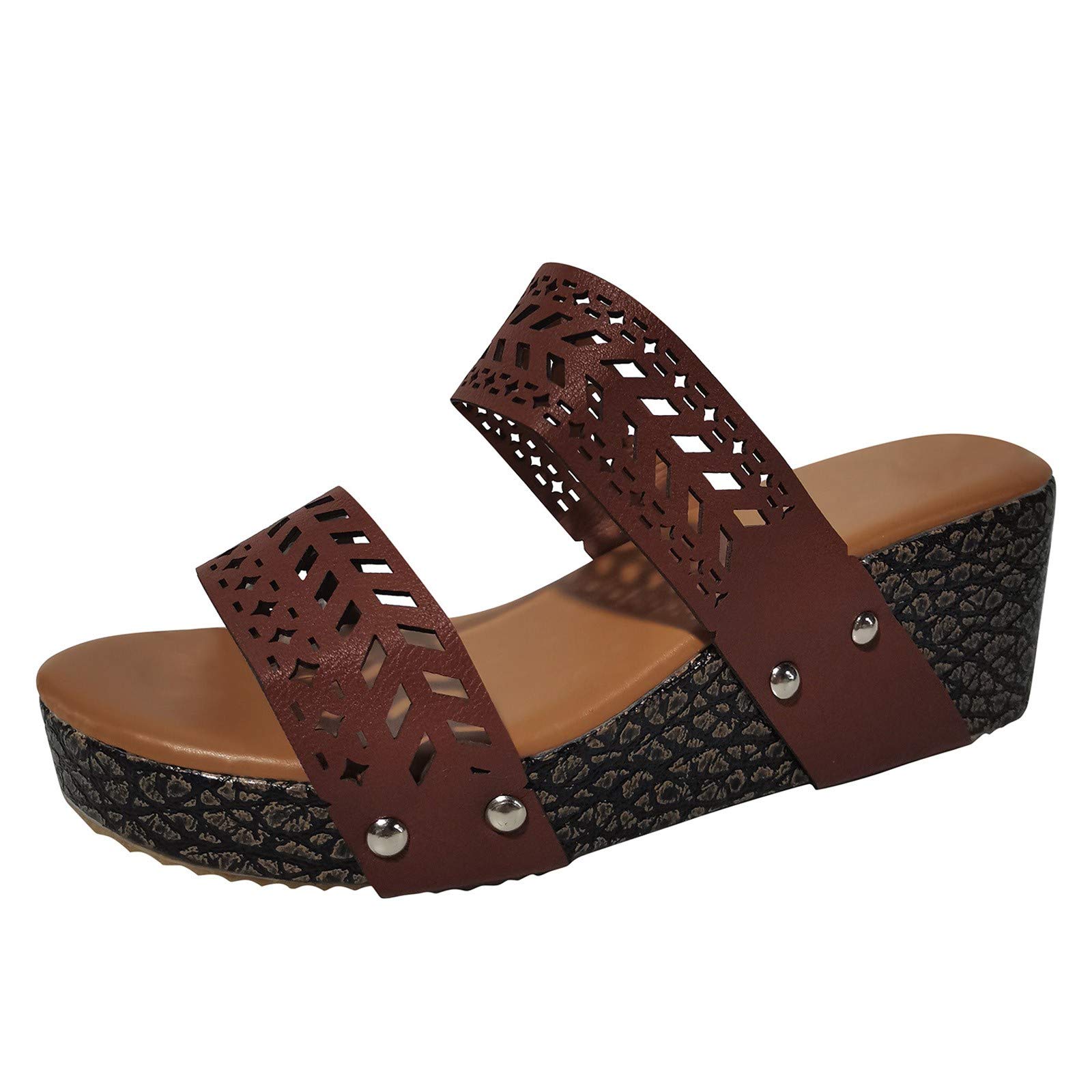 Breathable Open-Toe Women's Sandals - Slip-On Wedge Beach Shoes for Summer | Comfortable Hollow Design for Casual Wear, Vacation & Outdoor Activities