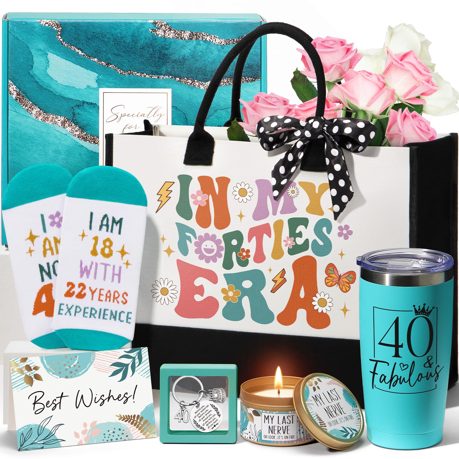 40th Birthday Gifts for Women - Funny & Unique 40 Year Old Gift Ideas for Her, Mom, Sister, Friend, Wife, Daughter, Coworker - 1985 Themed Birthday Gift Basket for Parties, Celebrations & Special Moments