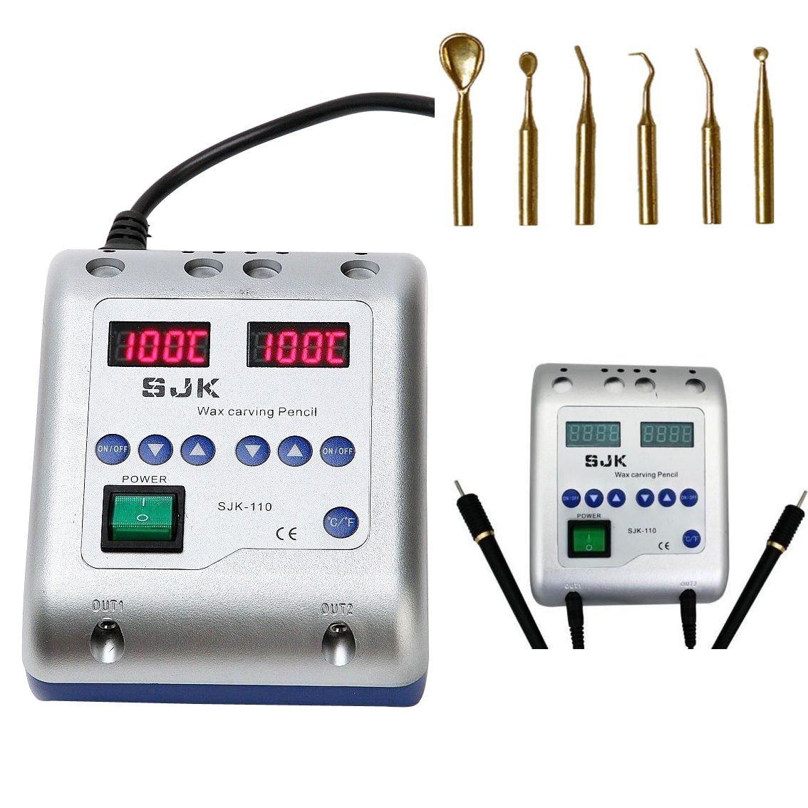 Professional Electric Wax Carving Kit with 2 Pens & 6 Wax Tips - 110V JT-21 for Jewelry Making, Dental Modeling, and Art Sculpting