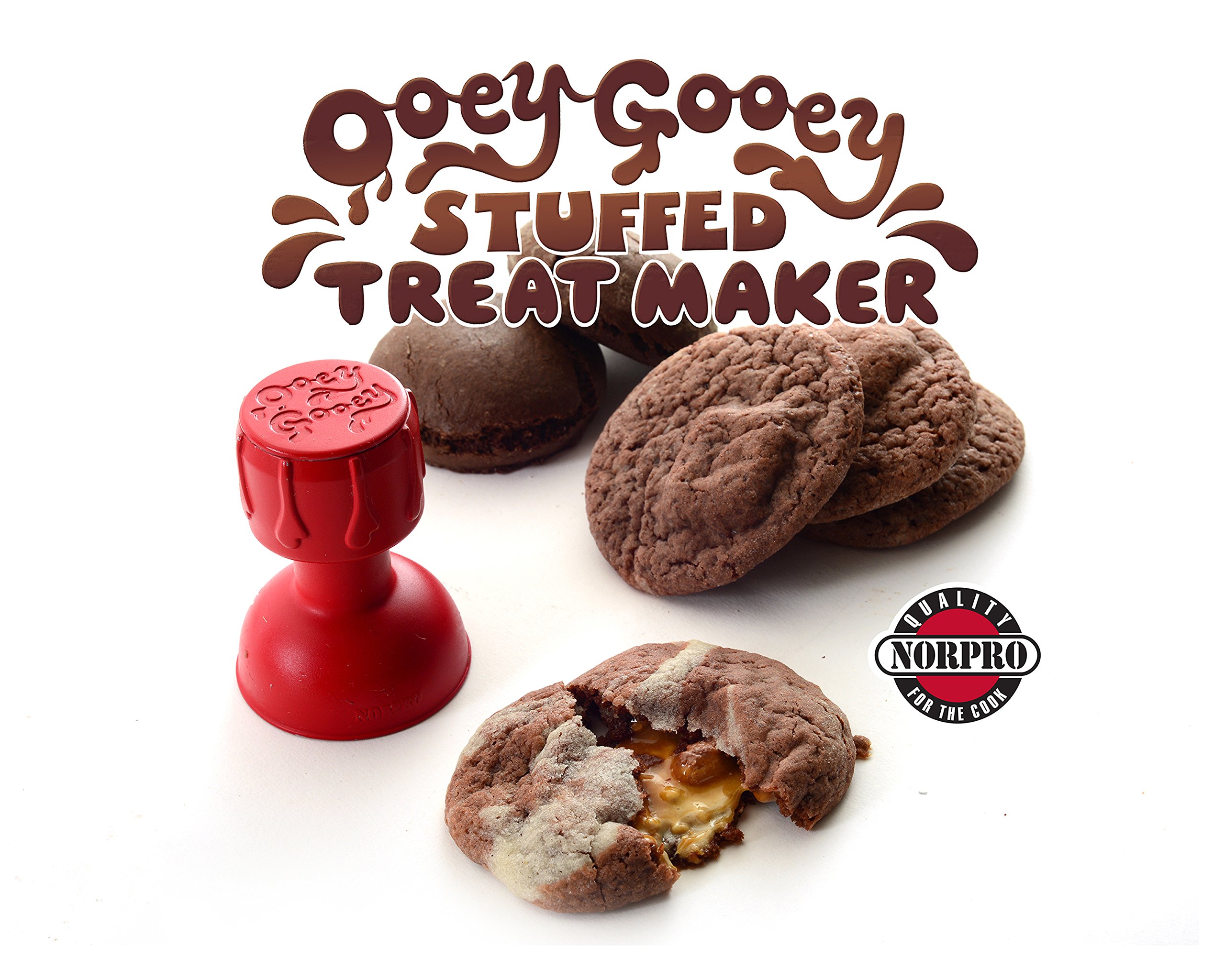 Norpro Ooey Gooey Stuffed Treat Maker Set of 2 - Red Non-Stick Dessert Press for Stuffed Cookies, Pancakes & Pastries - Perfect for Home Baking & Party Treats