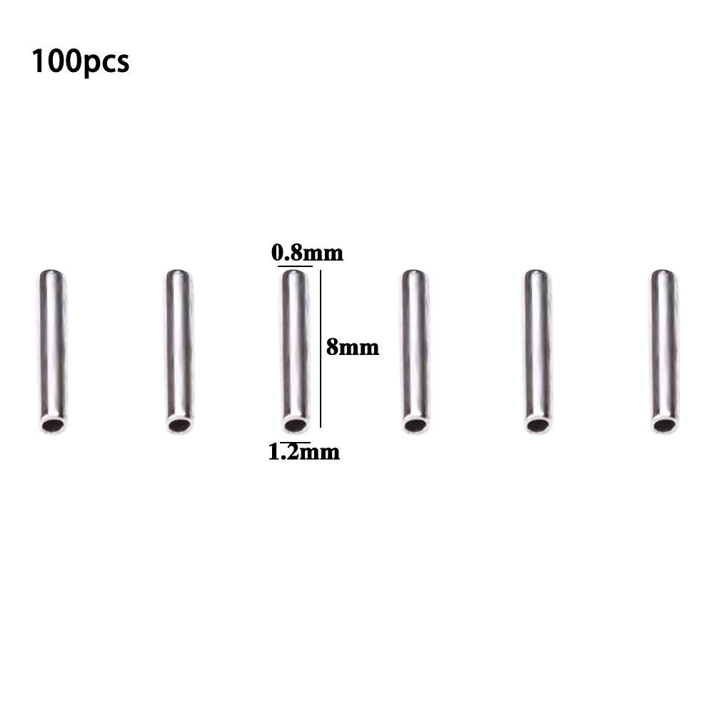 100 Pcs Stainless Steel Fishing Wire Pipes - Durable Alloy Crimp Sleeves & Line Connectors for Saltwater & Freshwater Fishing Leaders | Perfect for DIY Tackle Repair & Rigging
