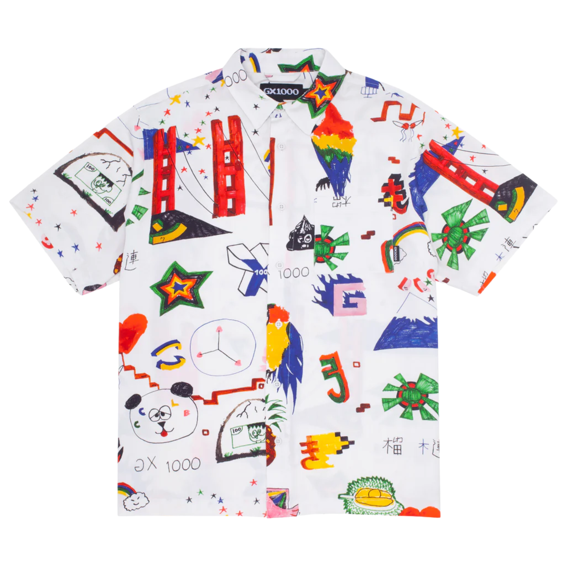 GX1000 Panda Print Rayon Shirt for Men - Soft & Comfortable Casual Button Down Shirt - Perfect for Streetwear, Cosplay, and Anime Conventions