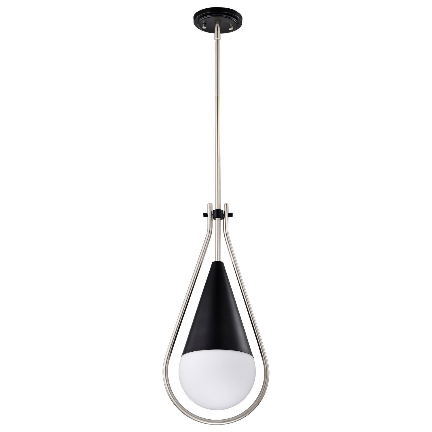 Admiral 10 Inch Modern Pendant Light Fixture - Matte Black & Brushed Nickel Finish - Perfect for Kitchen Island, Dining Room, or Entryway Lighting