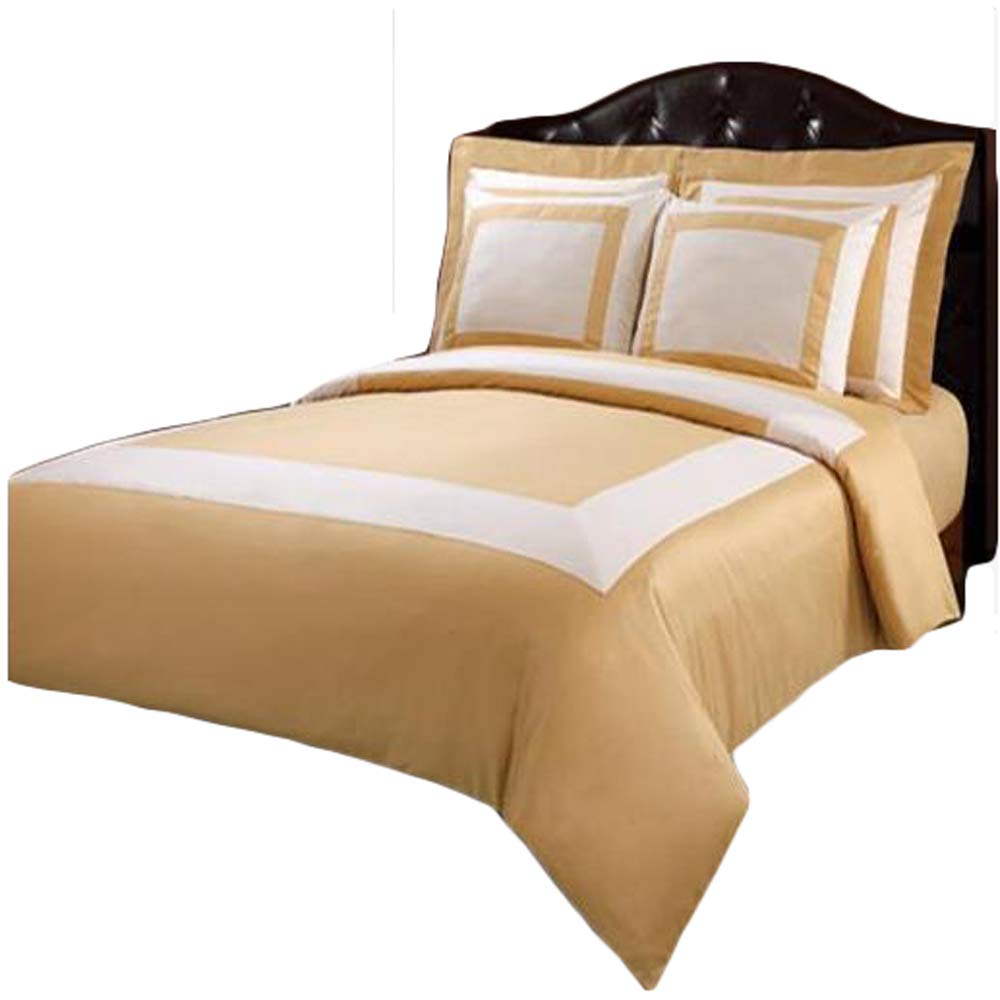 10-Piece Gold and Ivory Full Size Hotel Luxury Down Alternative Comforter Set - Duvet Cover, Sheet Set & Hypoallergenic Bedding for Cozy Bedroom Decor | Perfect for Guest Rooms, Airbnb & Upscale Home Styling