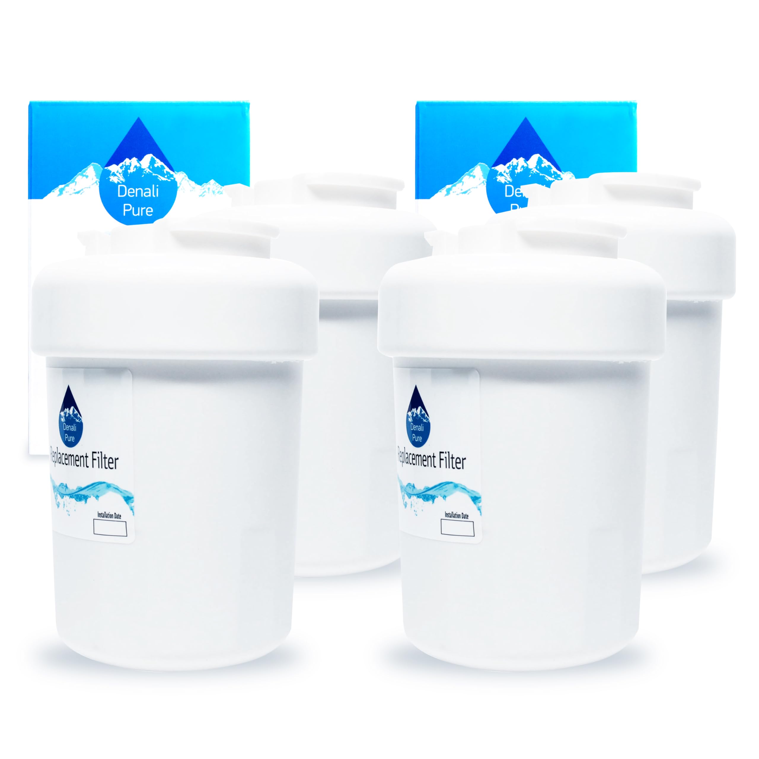 4-Pack GE GSL25IGZBLS Refrigerator Water Filter Replacement - Compatible with GE MWF & MWFP Fridge Water Filters | Clean Drinking Water for Home & Office Use