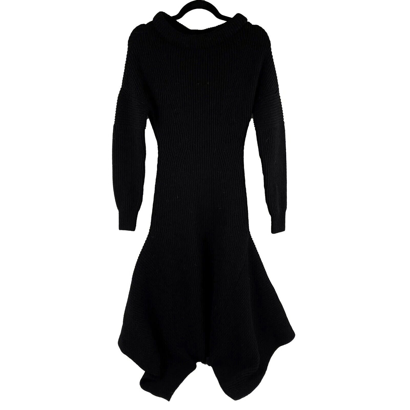 Alexander McQueen Black Ribbed Knit Flare Dress Size XS - New with Tags | Elegant Evening Wear & Cocktail Party Dress for Women