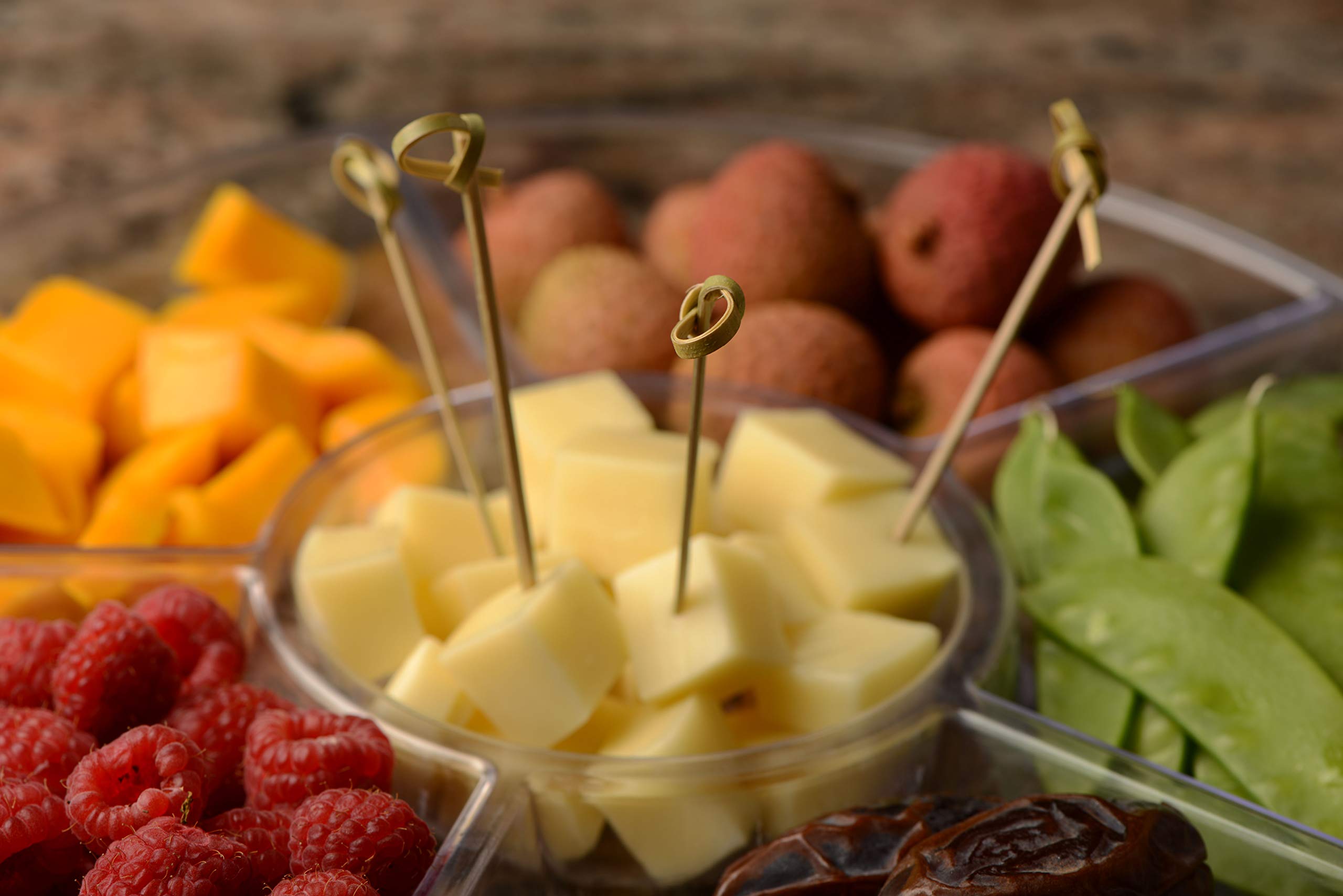 Eco-Friendly Bamboo Wood Cocktail Skewers - 3.5 Inch Biodegradable Appetizer Picks for Parties, Cheese Platters, Hors D'oeuvres & Snacks (300 Count) - Perfect for Wedding Receptions, BBQs & Charcuterie Boards