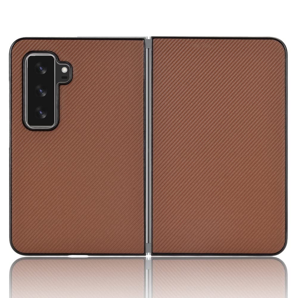Premium Ultra-Thin Leather Flip Case for Microsoft Surface Duo 2 - Shockproof PC+PU Leather Folio Cover with Card Slot (Brown) | Perfect for Business Professionals & Travel Protection