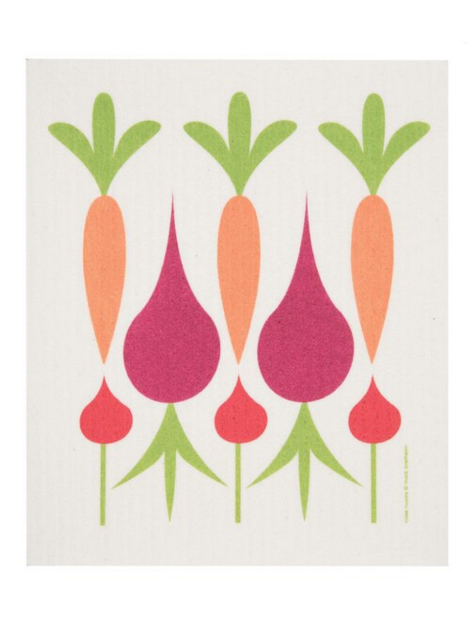 Eco-Friendly Swedish Dishcloth Set - Carrots & Beets Design | Reusable & Absorbent Kitchen Cloths for Cleaning, Dishwashing & Counter Wiping