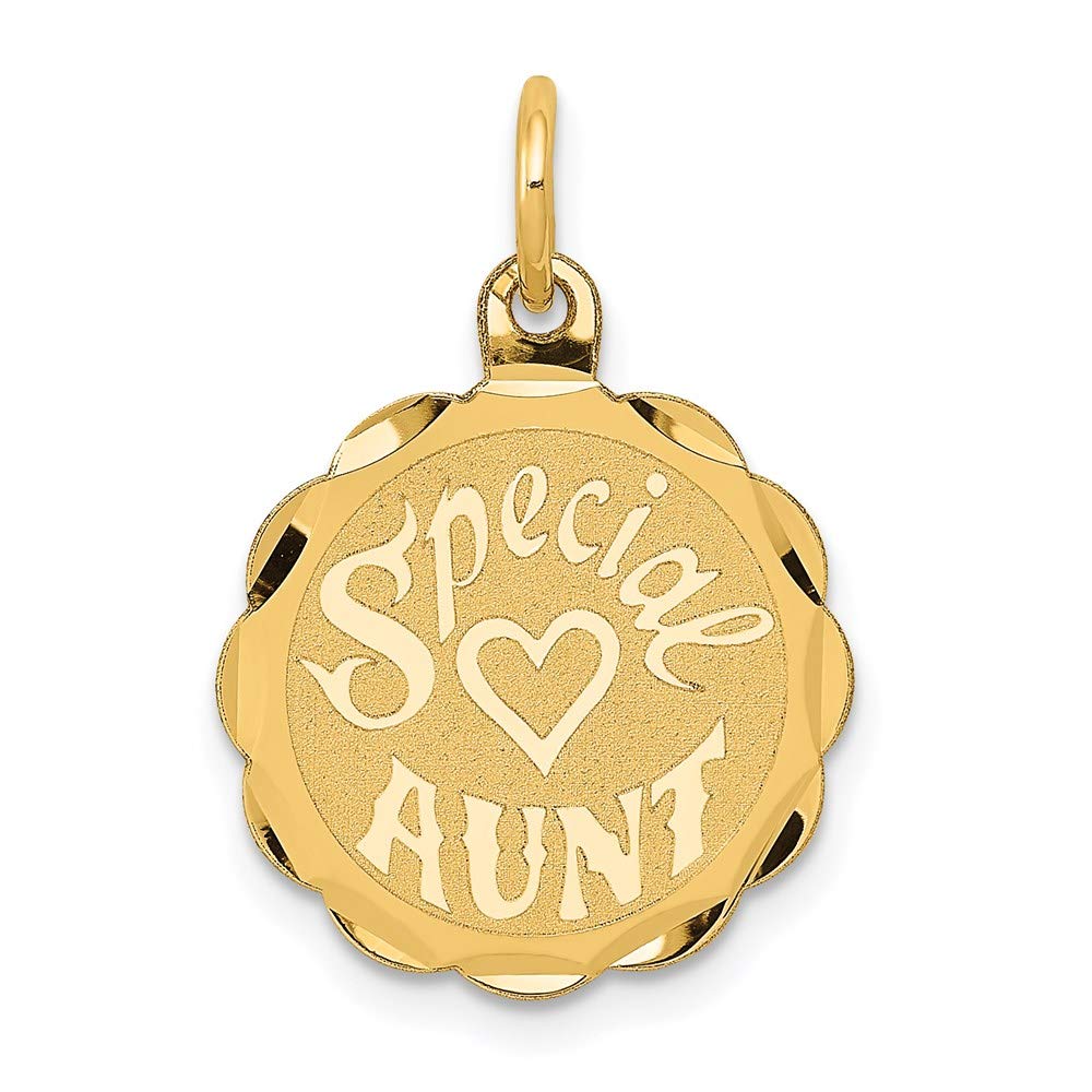 The Black Bow 14k Yellow Gold Special Aunt Disc Charm Pendant, 16mm - Perfect for Gifting, Jewelry Collections, and Special Occasions