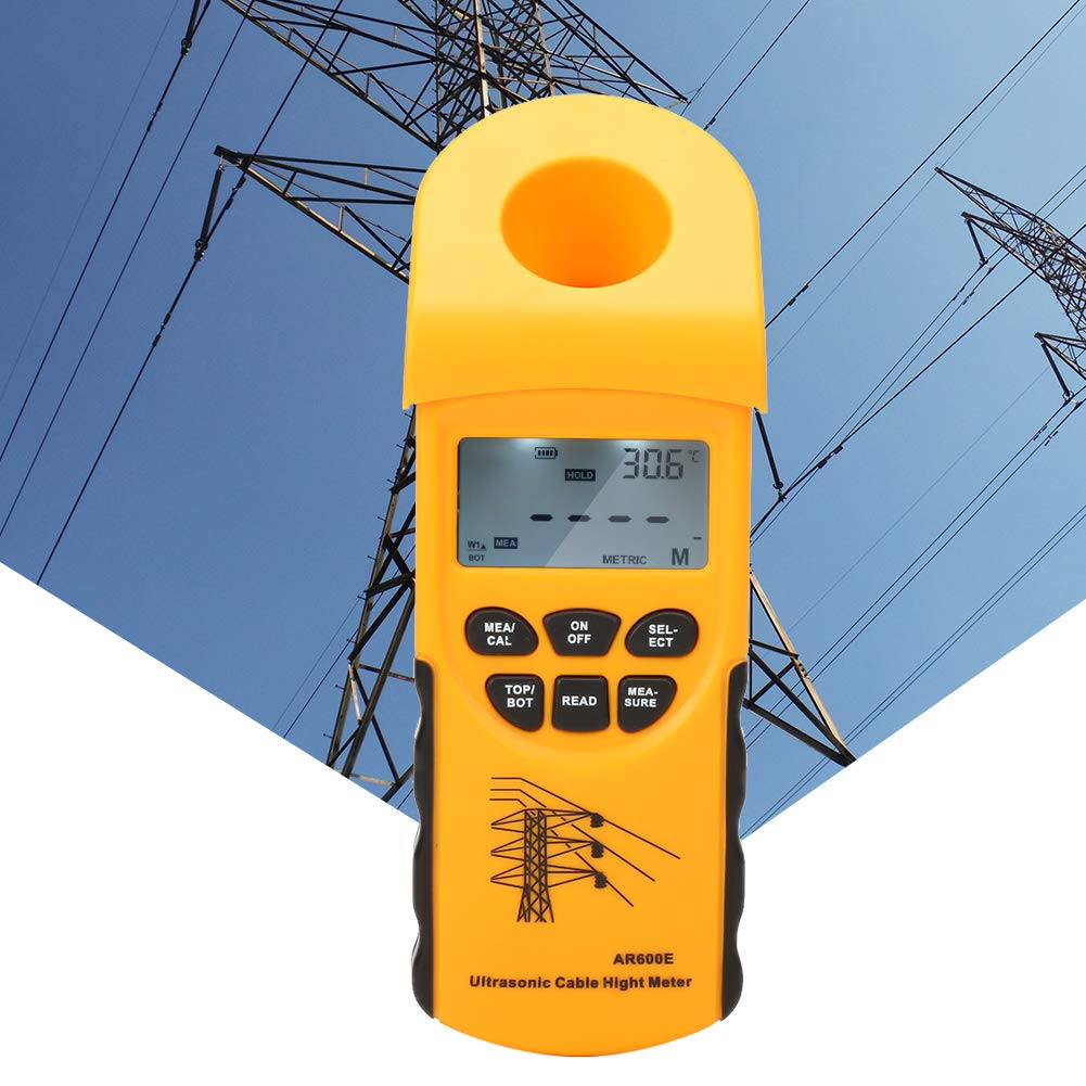 Ultrasonic Cable Height Meter - Digital LCD Display for 6 Cables | Portable Cable Height Measuring Instrument with Plastic Case | Perfect for Electricians, Telecom Technicians & Utility Workers