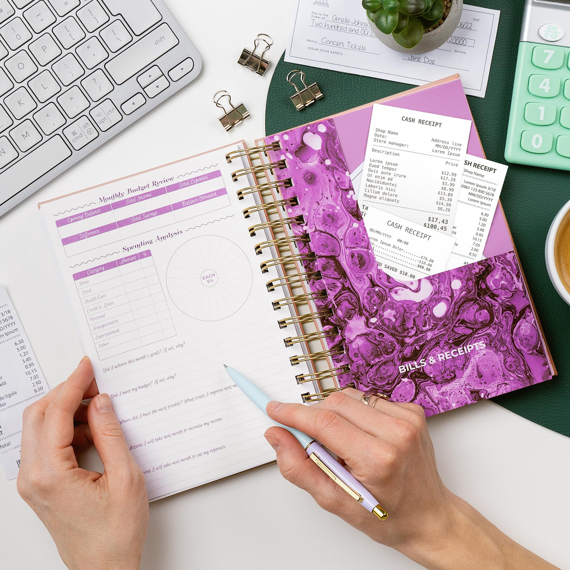 GoGirl Budget Planner & Monthly Bill Organizer – Financial Planner with Pockets, Expense Tracker Notebook for Money Management (Rose Gold) – Perfect for Personal Finance, Bill Tracking & Budgeting at Home or Office