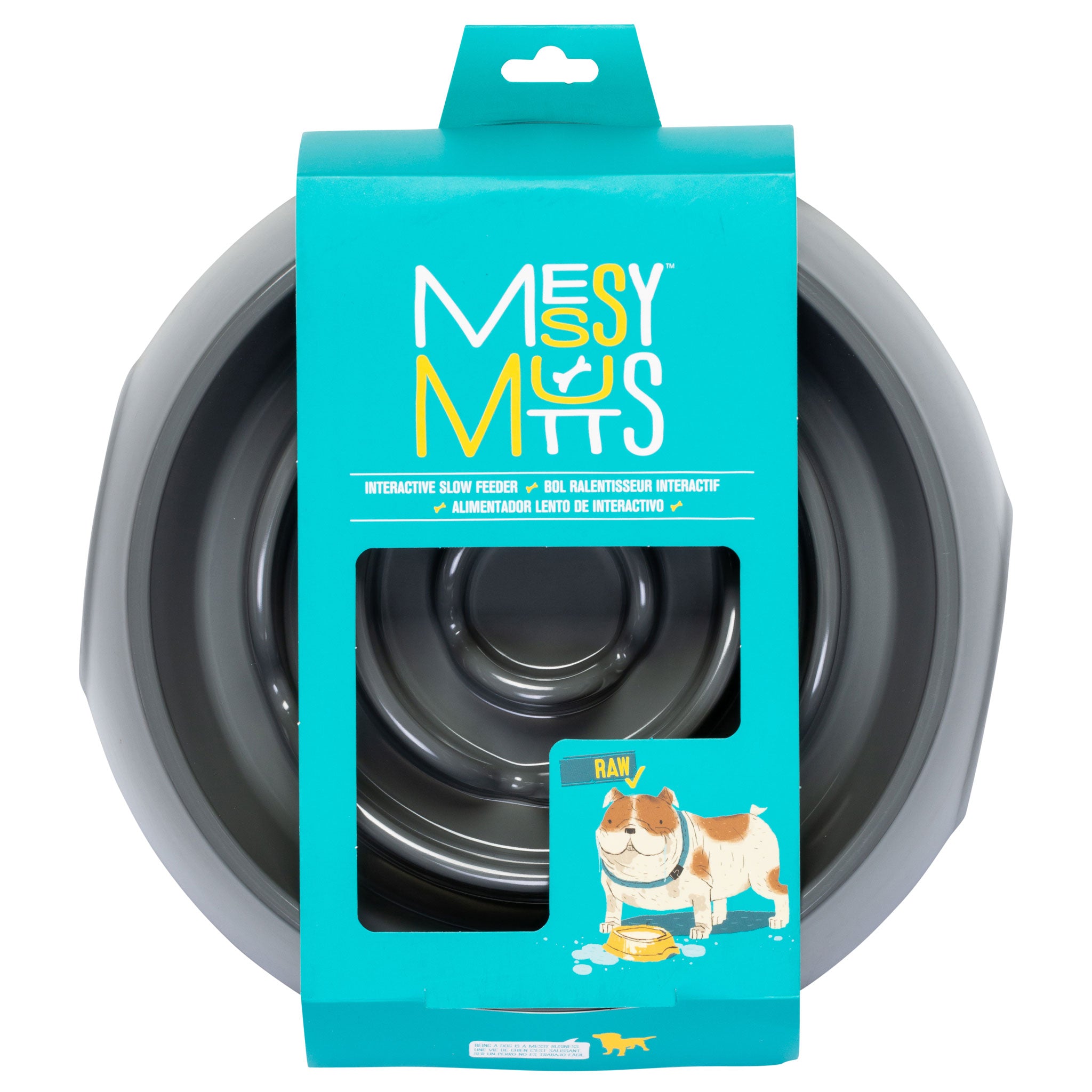 Messy Mutts Interactive Slow Feeder Dog Bowl - Grey - Fun Puzzle Feeder for Fast Eaters, Helps Prevent Bloat & Improve Digestion - Perfect for Small, Medium & Large Dogs at Mealtime or Training