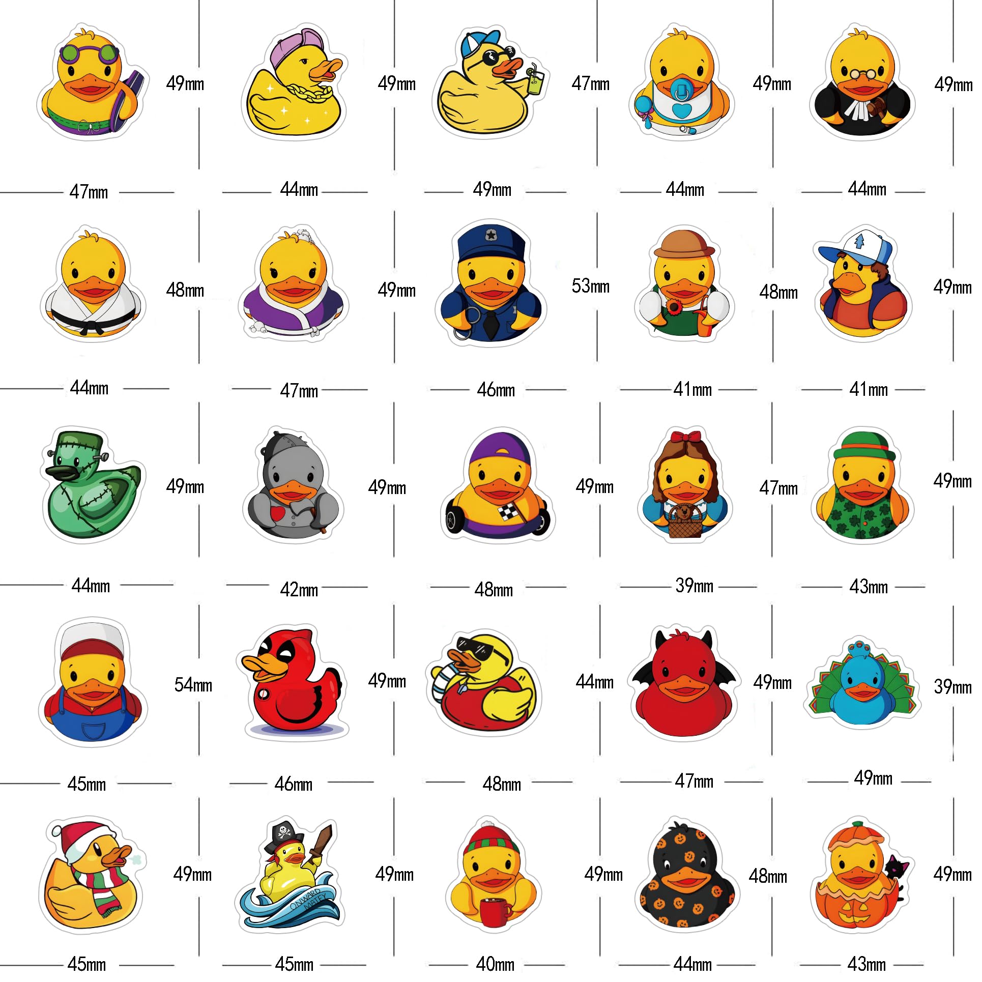 69Pcs Cute Rubber Duck Waterproof Stickers Pack - Kawaii Animal Vinyl Decals for Water Bottles, Laptops, Skateboards | Durable Adhesive for DIY Crafts, School Supplies, Kids Room Decor & Party Favors
