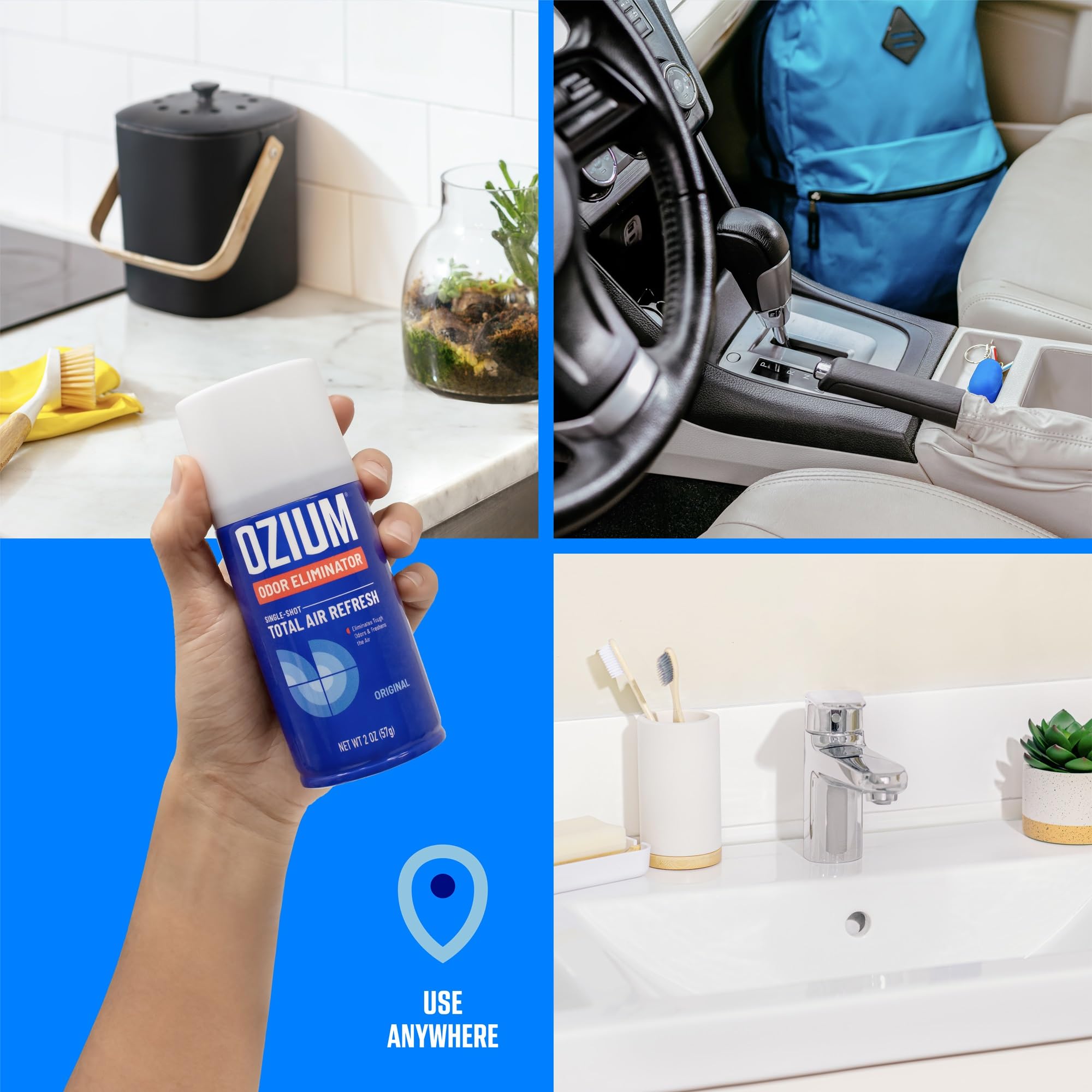 Ozium Air Sanitizer 2 oz - Original Scent Car Fogger & Smoke Odor Eliminator (4 Pack) | Fast-Acting Air Freshener for Cars, Homes & Offices | Eliminates Cigarette Smoke, Pet & Cooking Odors