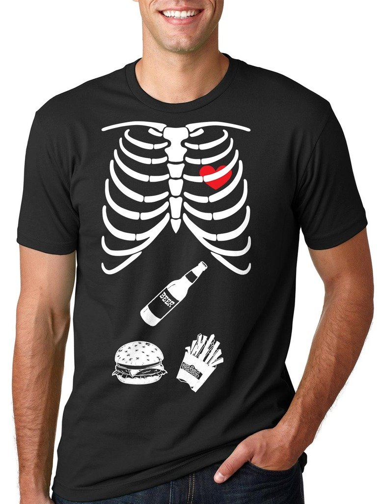 Halloween Skeleton X-ray Burger T-Shirt for Men - Funny Halloween Costume & Party Outfit - Perfect for Halloween Parties, Cosplay & Themed Events