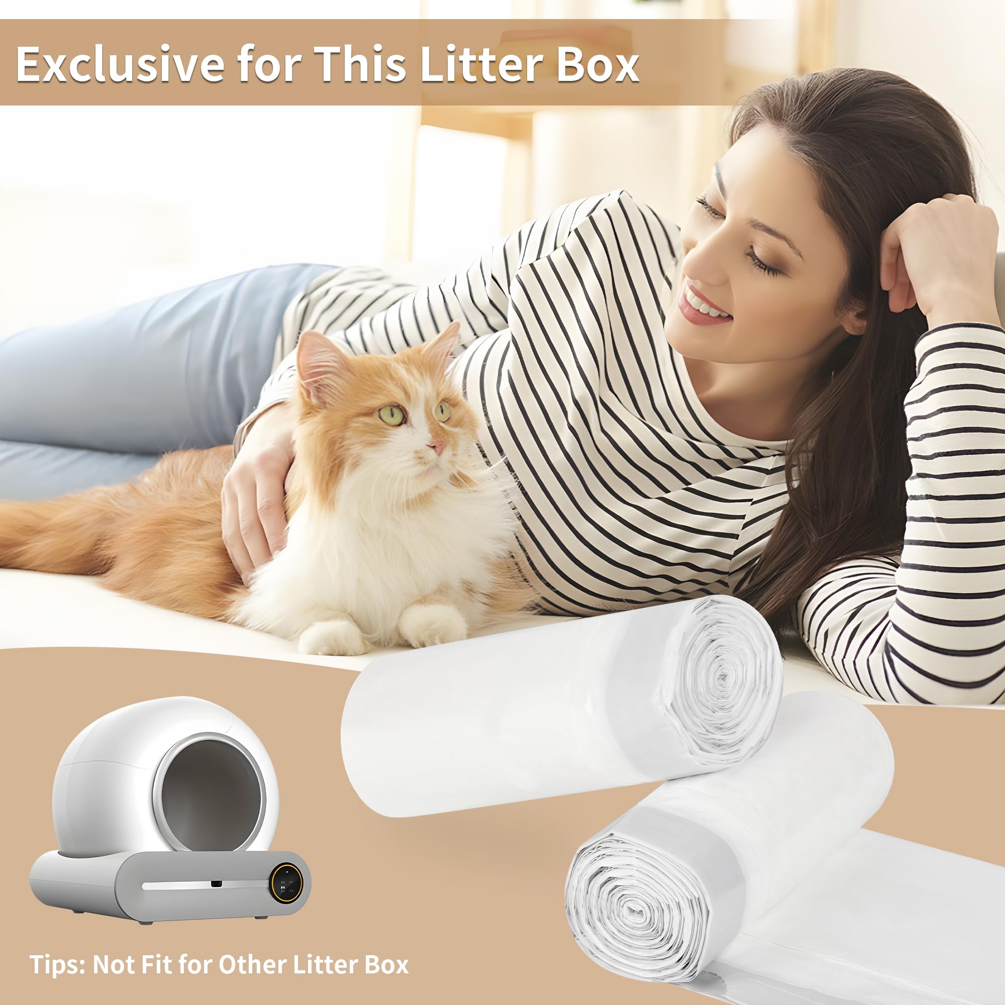 Dxles Heavy Duty Cat Litter Box Liners - 60 Count Self-Cleaning Waste Bags for Automatic Litter Box (20