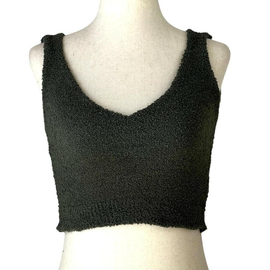 Olive Green Solid Color Luxury V Neck Crop Top for Women | Trendy Casual & Party Wear | Perfect for Summer Outfits and Layering