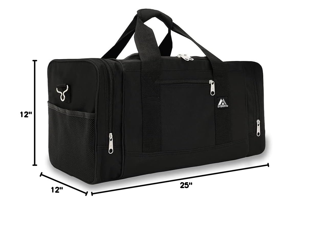 Everest Sporty Gear Luggage Bag - Large Black Travel Duffel for Gym, Hiking & Outdoor Adventures | Durable & Spacious Carry-On