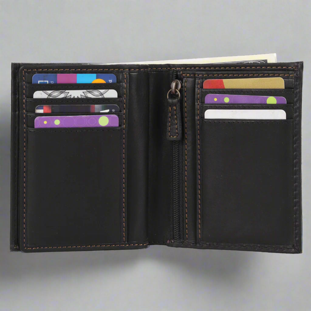 MET Men's Center Wing RFID Blocking Leather Wallet - Slim Bifold Design for Credit Cards & Cash - Perfect for Travel, Business & Everyday Use